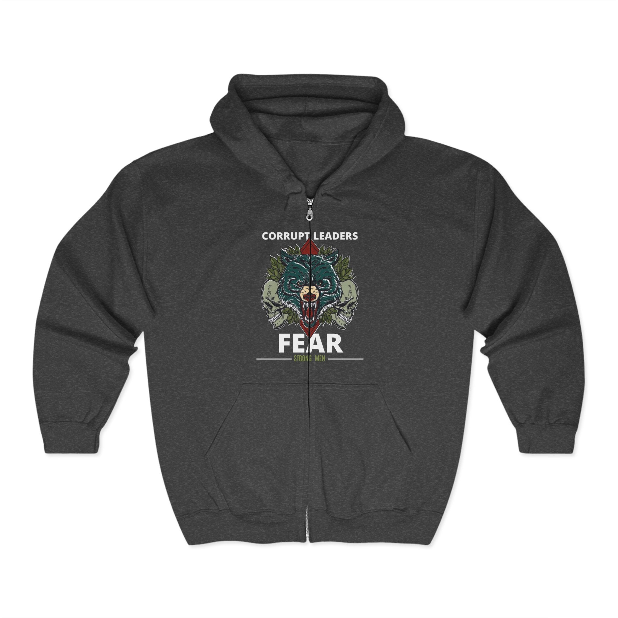 Corrupt Leaders Fear Strong Men | Men’s Zip Heavy Blend™ Hoodie | Sizes Up To 3XL
