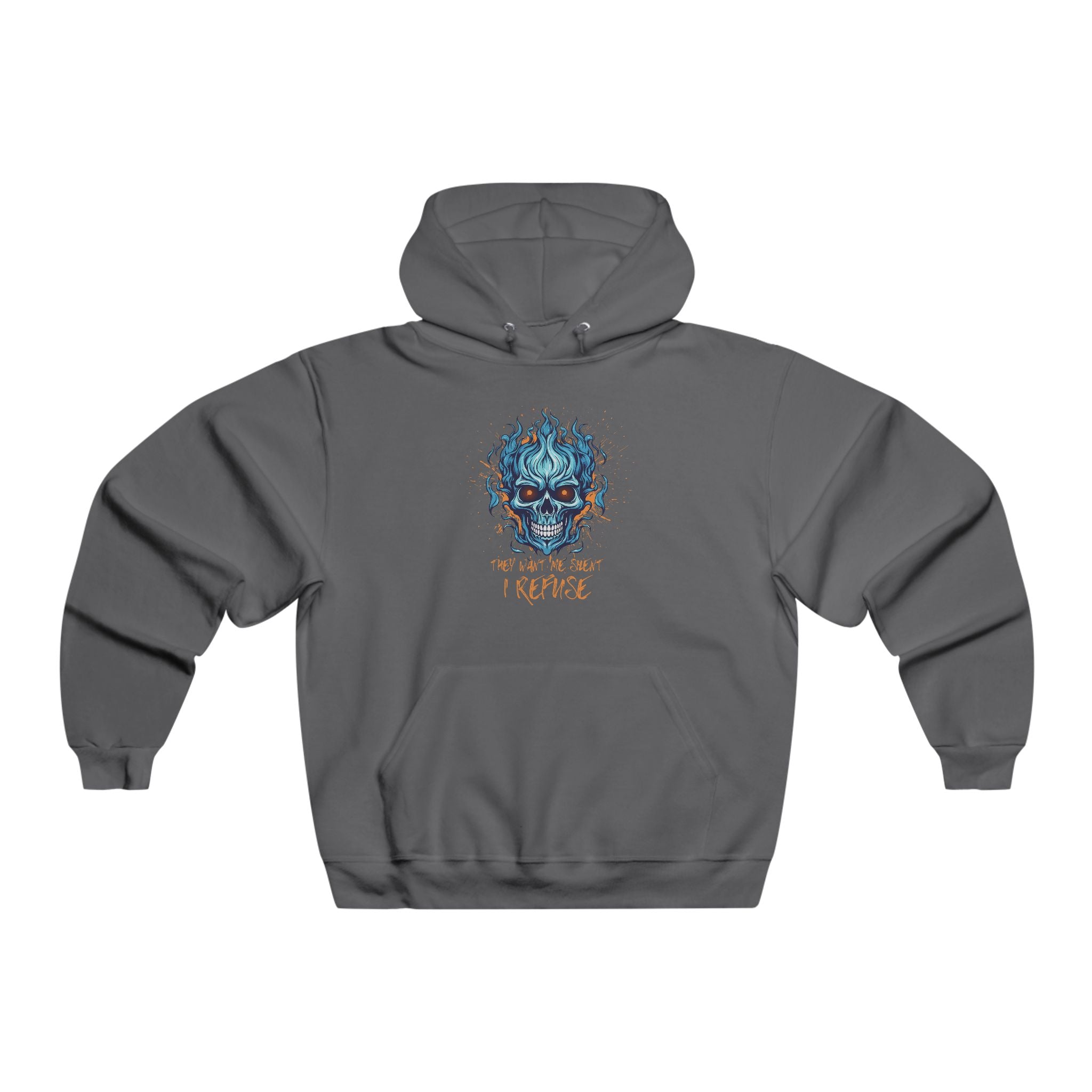 They Want Me Silent. I Refuse | Men's NUBLEND® Skull Fire Hoodie | Sizes Up To 2XL