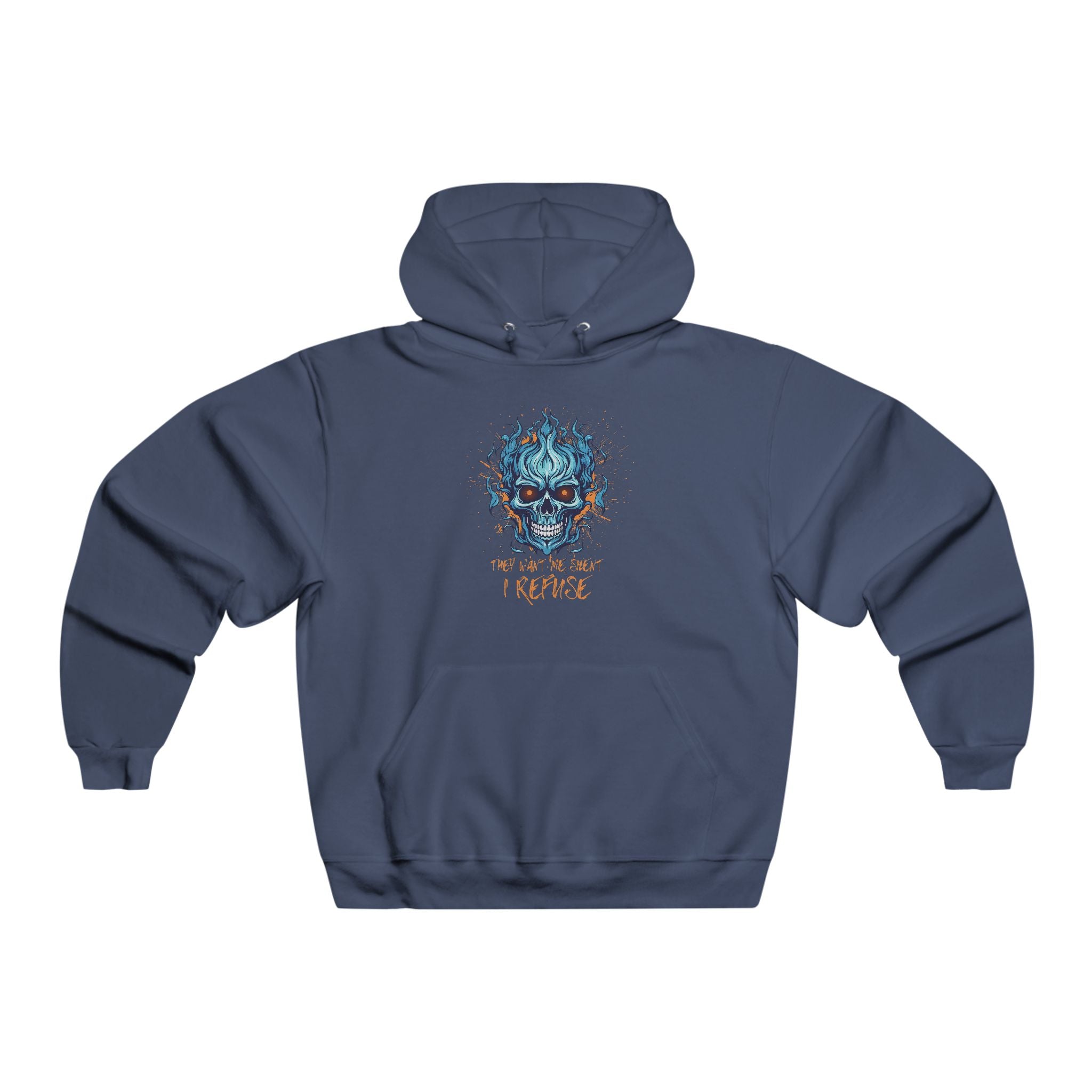 They Want Me Silent. I Refuse | Men's NUBLEND® Skull Fire Hoodie | Sizes Up To 2XL