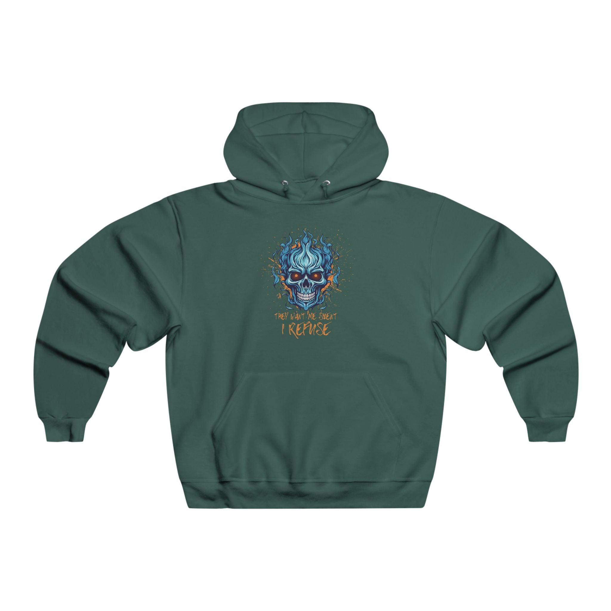 They Want Me Silent. I Refuse | Men's NUBLEND® Skull Fire Hoodie | Sizes Up To 2XL