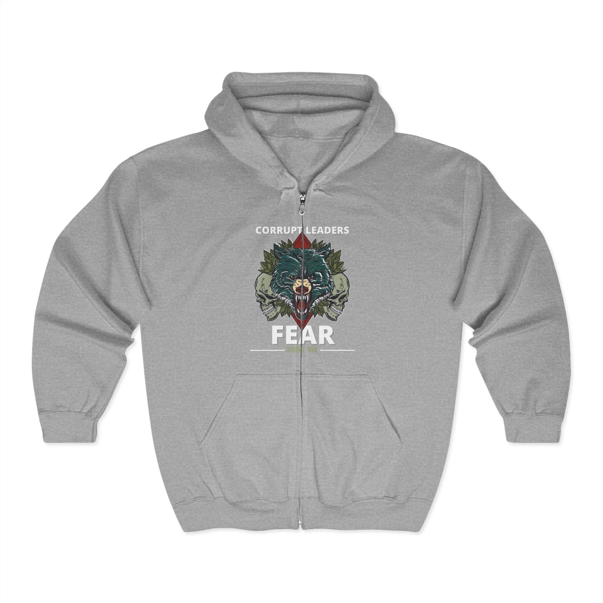 Corrupt Leaders Fear Strong Men | Men’s Zip Heavy Blend™ Hoodie | Sizes Up To 3XL