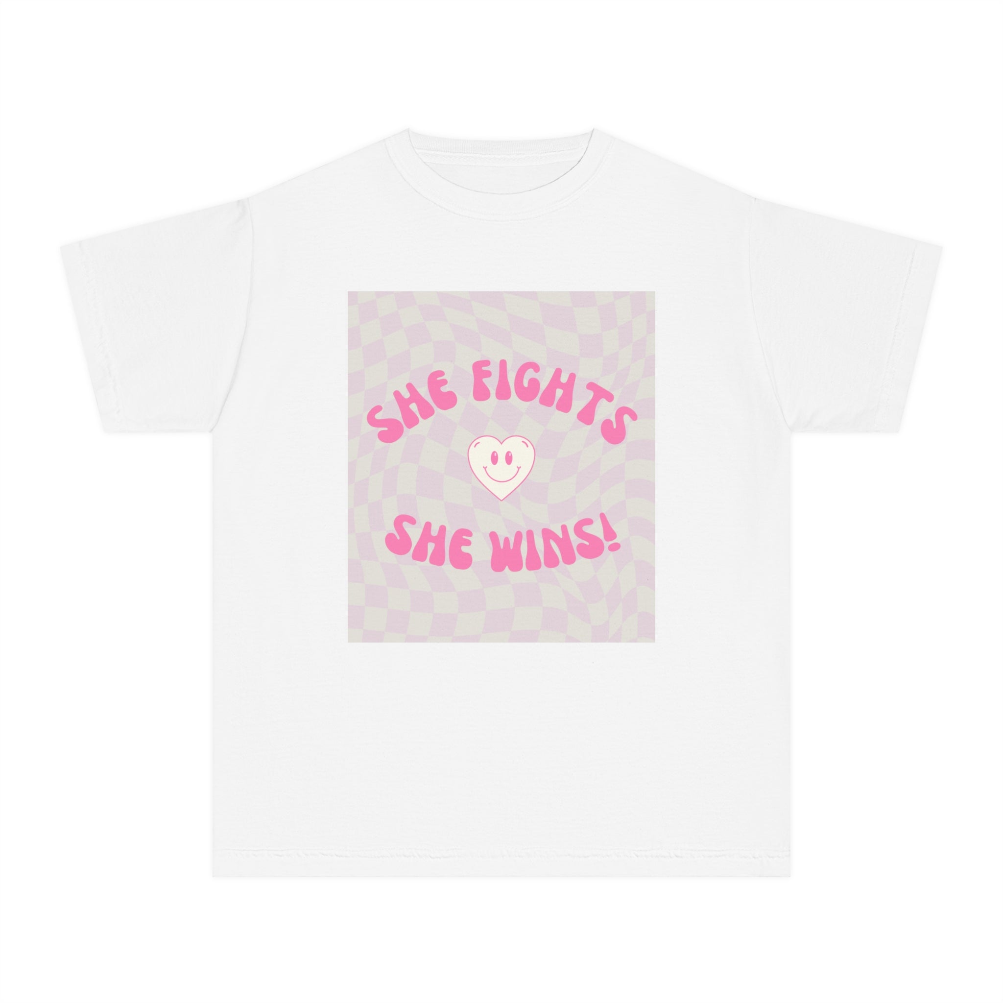 She Fights, She Wins! | Tweens & Teens Empowerment T-Shirt | Sizes From XS To XL
