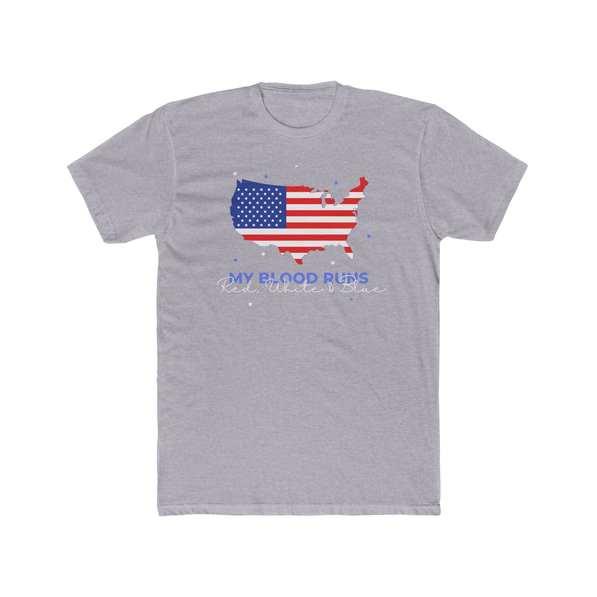 My Blood Runs Red, White & Blue | Patriotic Men's 100% Cotton Crew T-Shirt | Sizes Up To 4XL