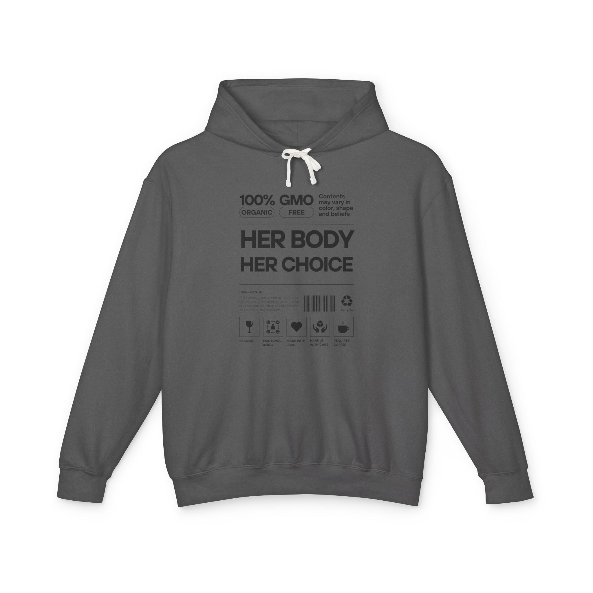 Her Body. Her Choice. | Men's 100% Cotton Hooded Sweatshirt | Sizes Up To 3XL