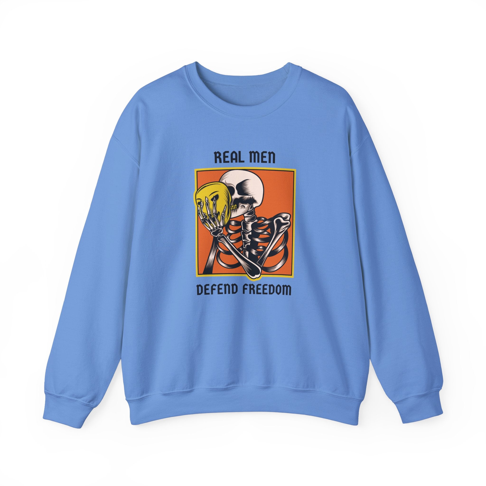 'Real Men Defend Freedom' | Men's Heavy Blend™ Crewneck Sweatshirt | Sizes Up To 5XL