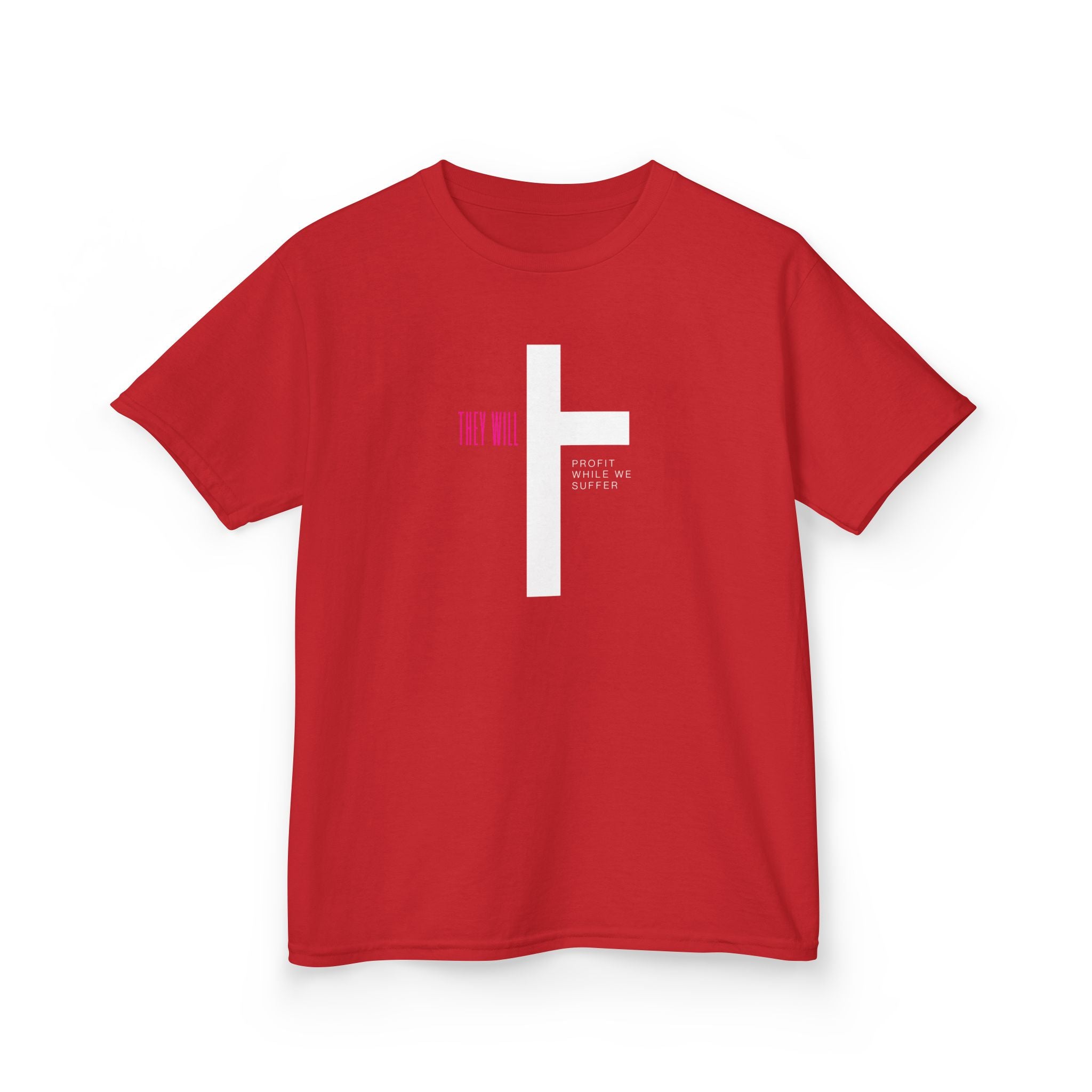 Kids' Heavy Cotton Tee | 'They Profit While We Suffer' | Our Kids Will Inspire Hope