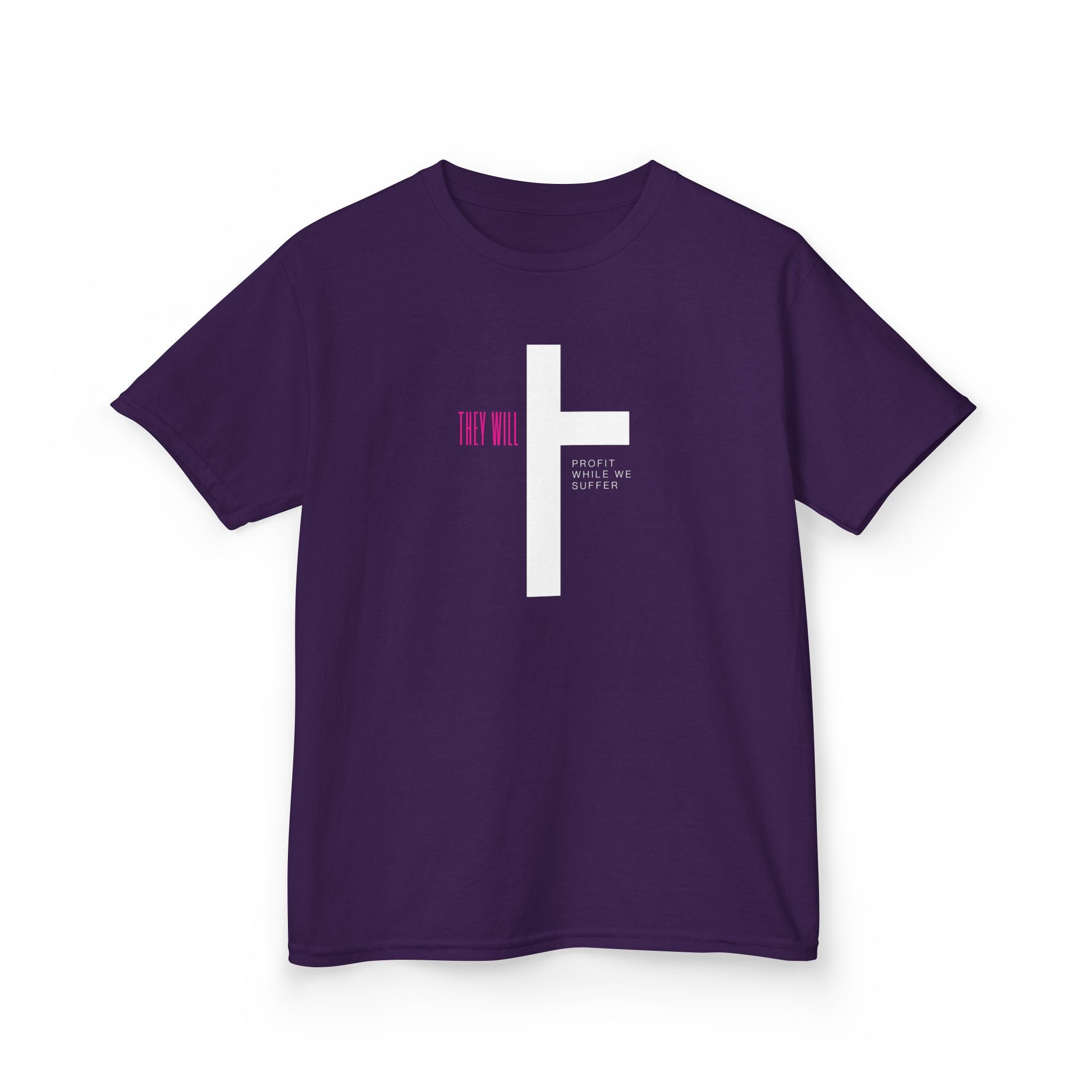 Kids' Heavy Cotton Tee | 'They Profit While We Suffer' | Our Kids Will Inspire Hope