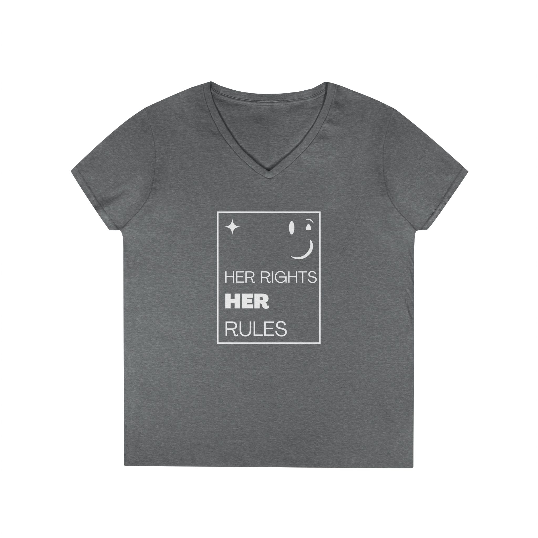 Her Rights, Her Rules | Ladies' 100% Cotton V-Neck Tee | Sizes Up To 3XL