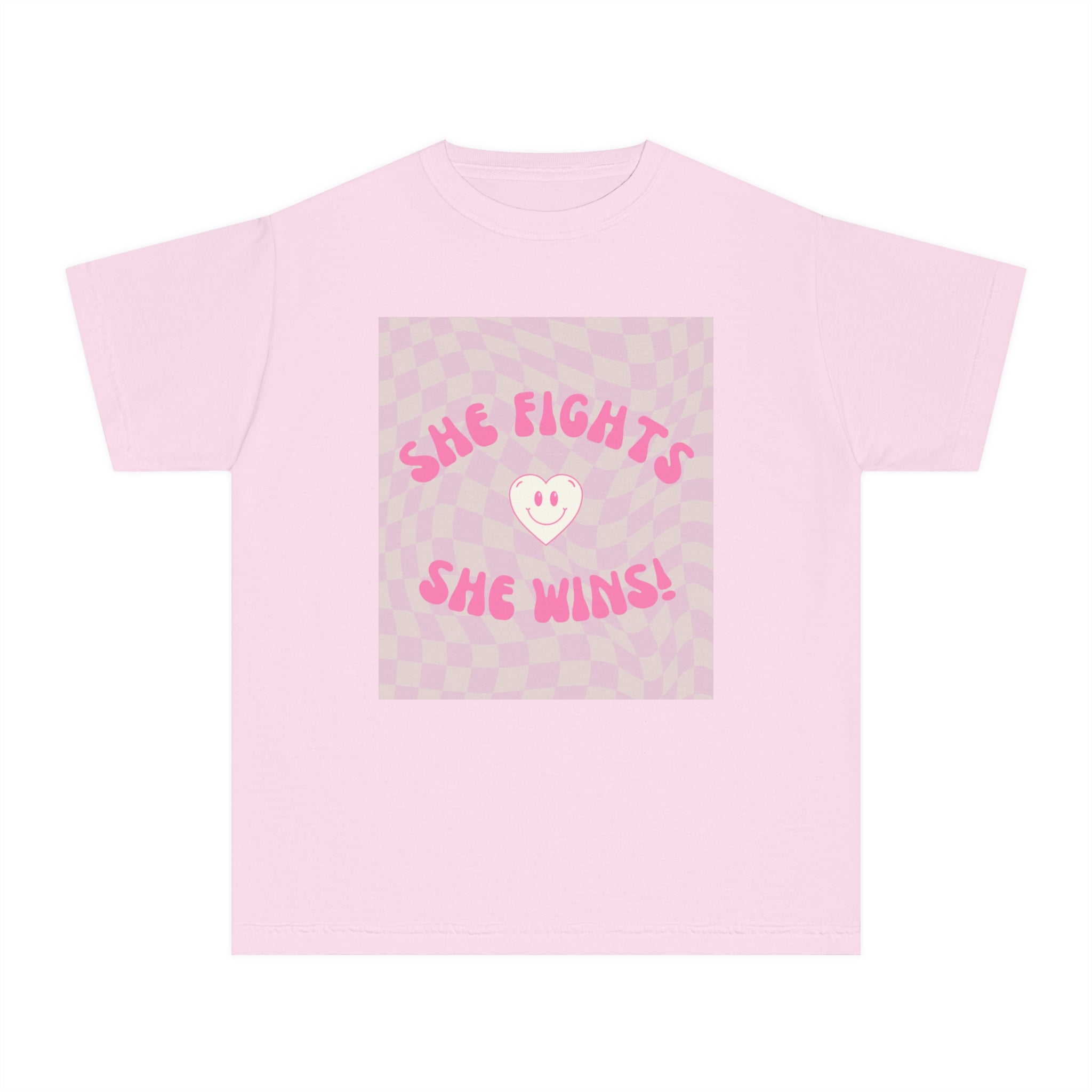 She Fights, She Wins! | Tweens & Teens Empowerment T-Shirt | Sizes From XS To XL