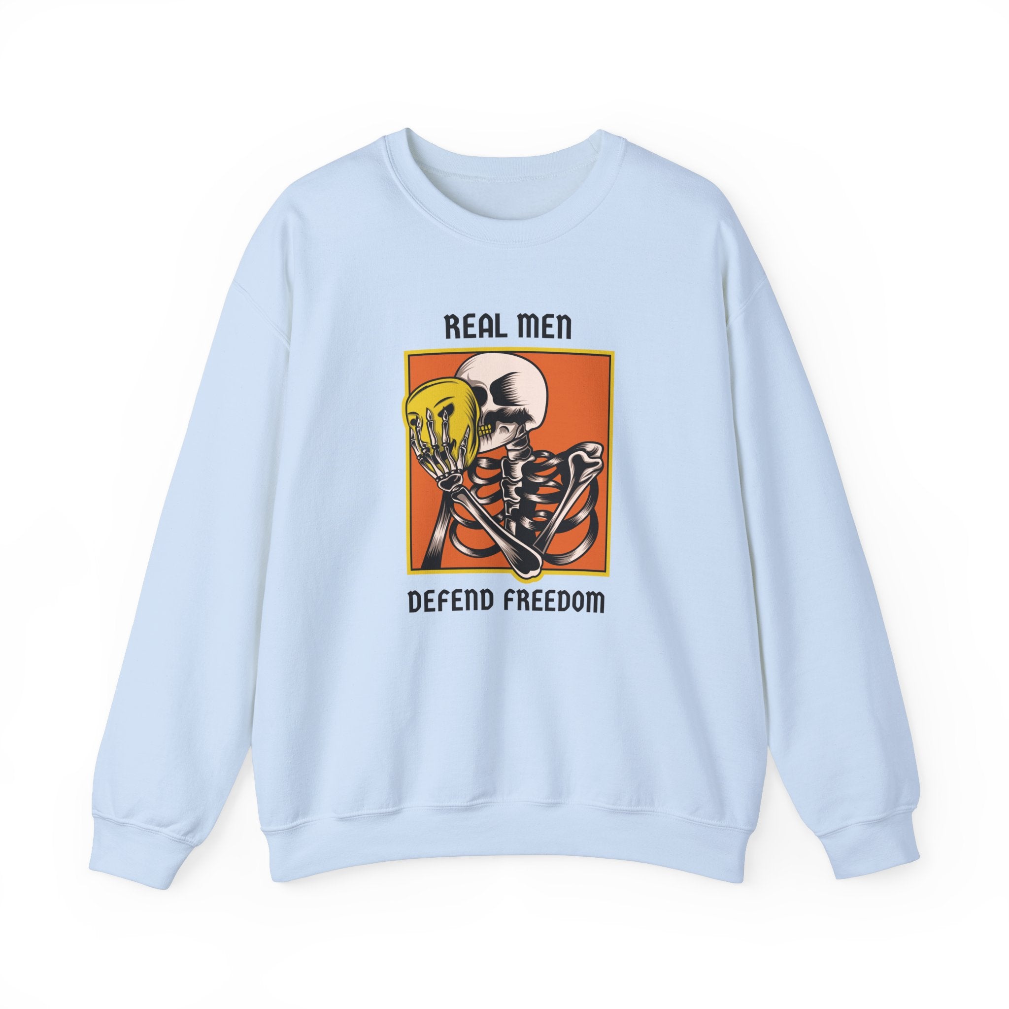 'Real Men Defend Freedom' | Men's Heavy Blend™ Crewneck Sweatshirt | Sizes Up To 5XL
