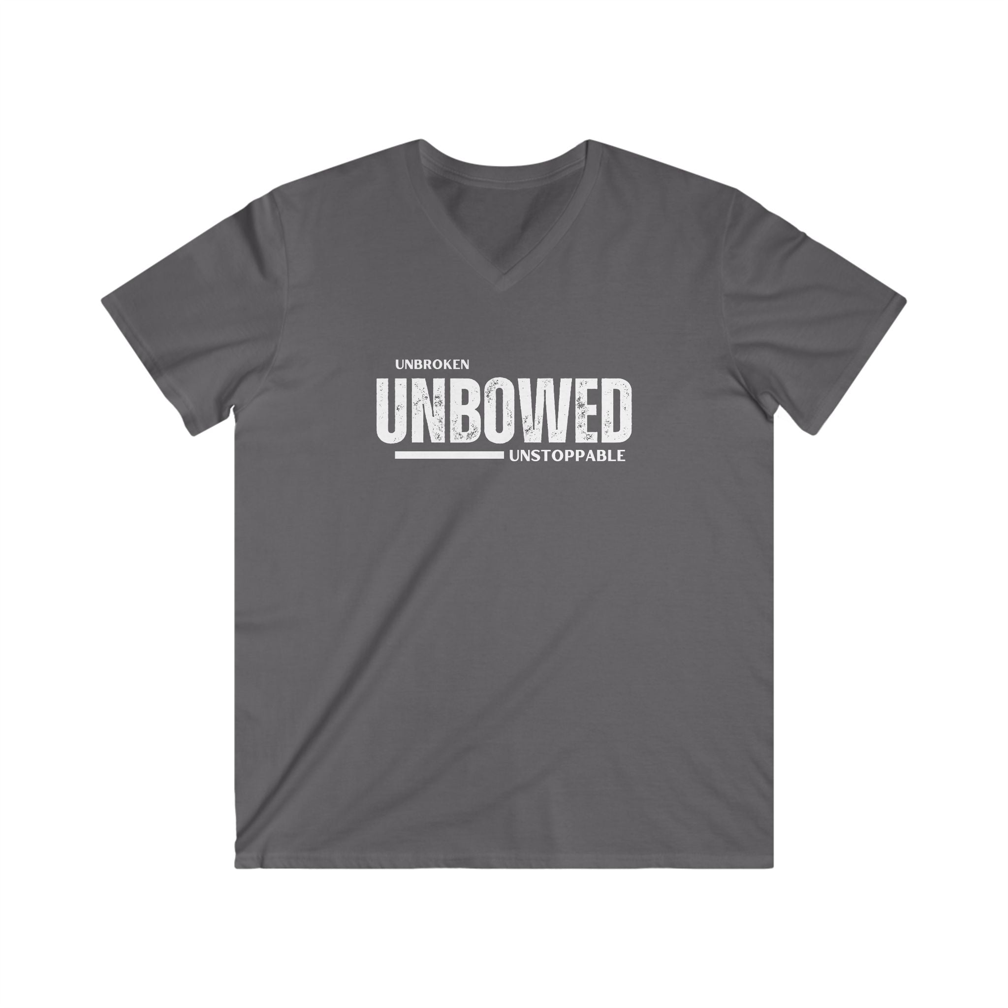 Unbroken. Unbowed. Unstoppable. | Men's 100% Cotton Fitted V-Neck T-Shirt | Sizes Up To 2XL