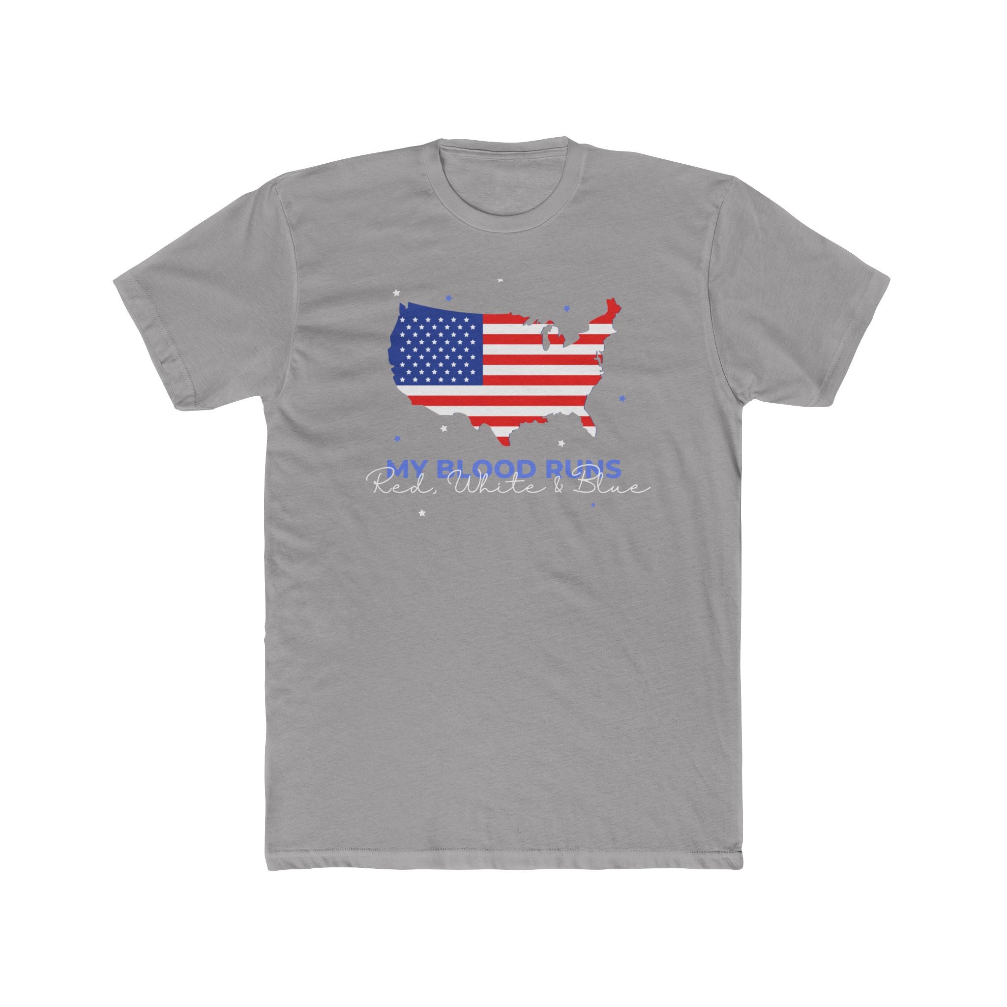 My Blood Runs Red, White & Blue | Patriotic Men's 100% Cotton Crew T-Shirt | Sizes Up To 4XL