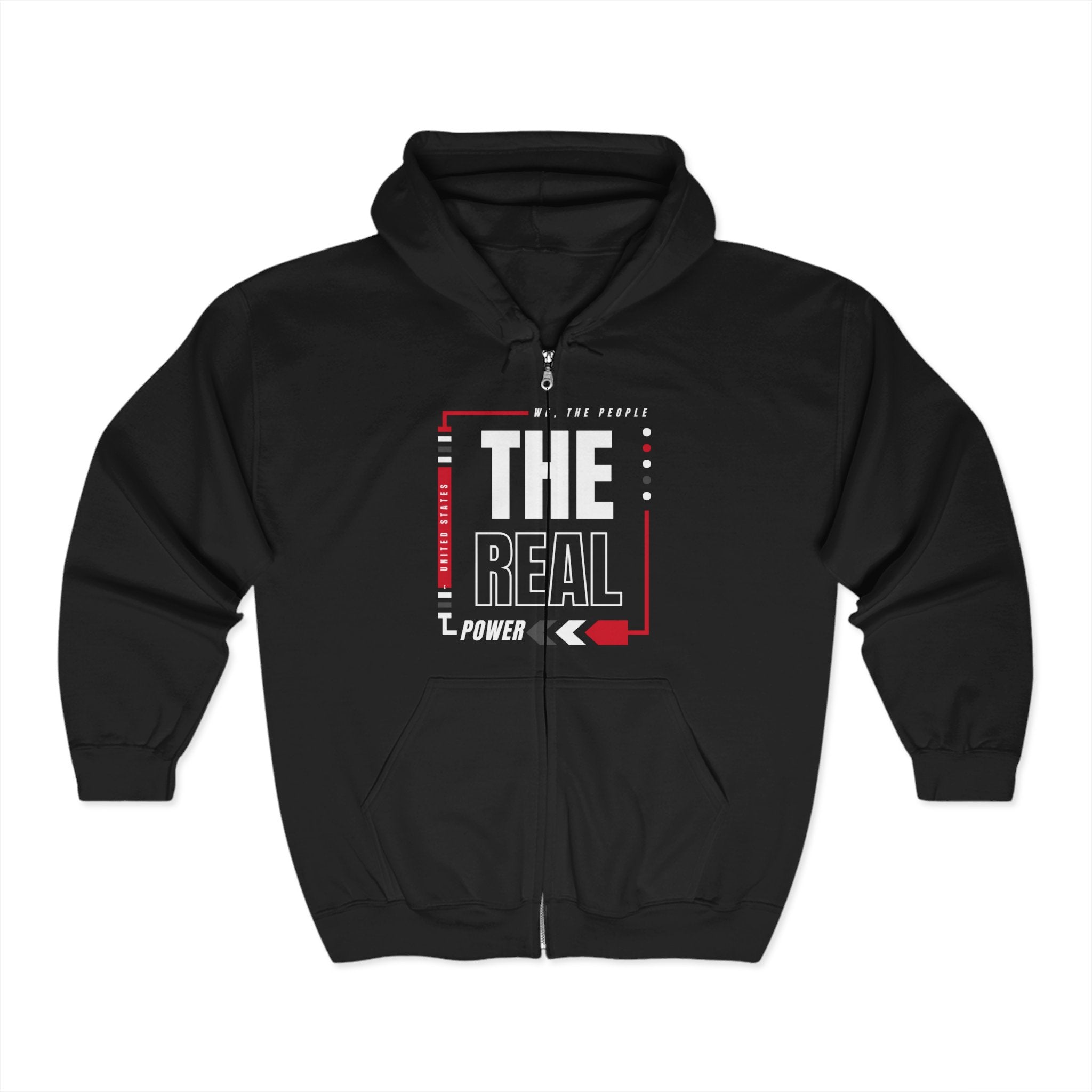 'We, The People: The Real Power' | Men's Zip Up Hoodie | Sizes Up To 3XL