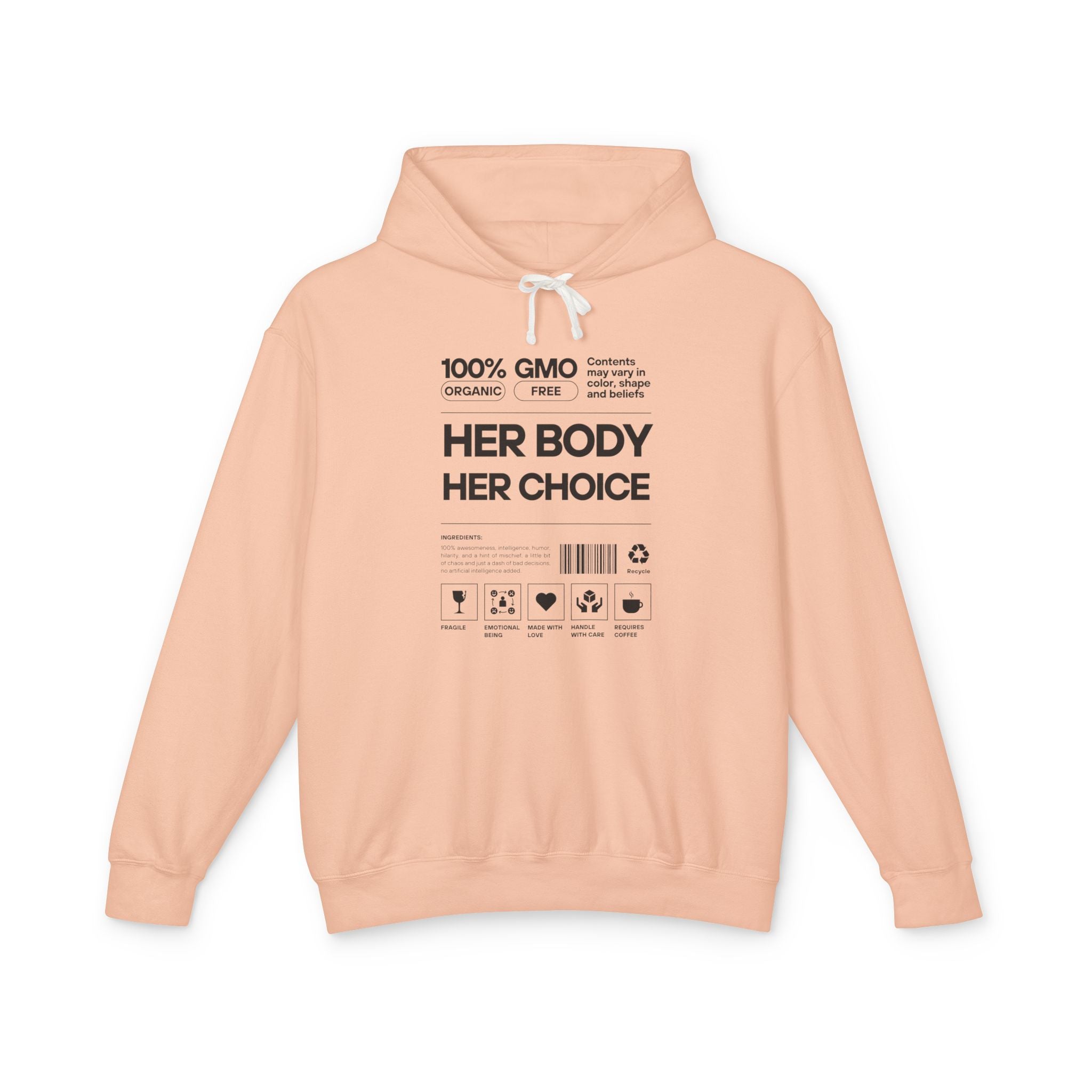 Her Body. Her Choice. | Men's 100% Cotton Hooded Sweatshirt | Sizes Up To 3XL