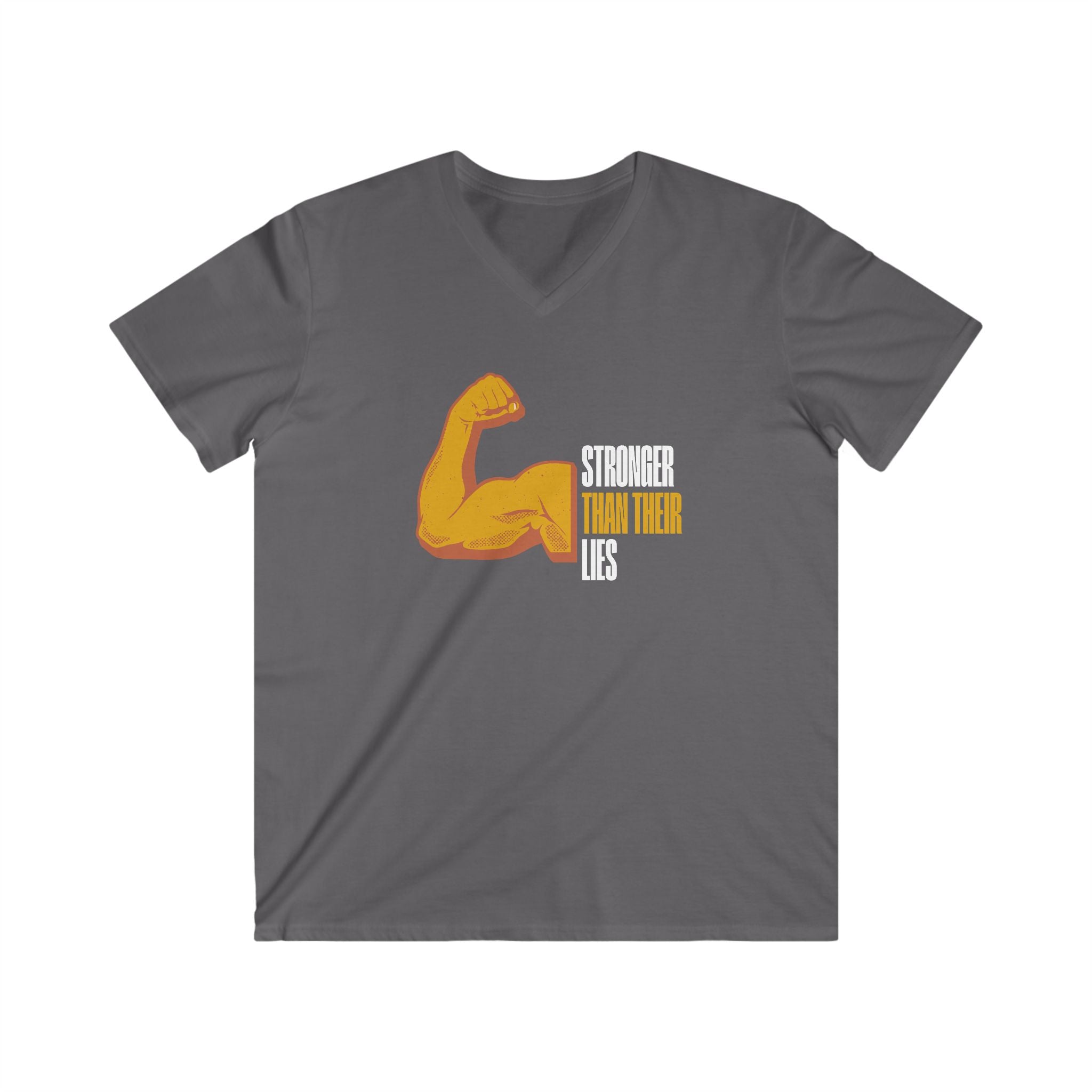 Stronger Than Their Lies | Men's 100% Cotton Fitted V-Neck T-Shirt | Sizes Up To 2XL