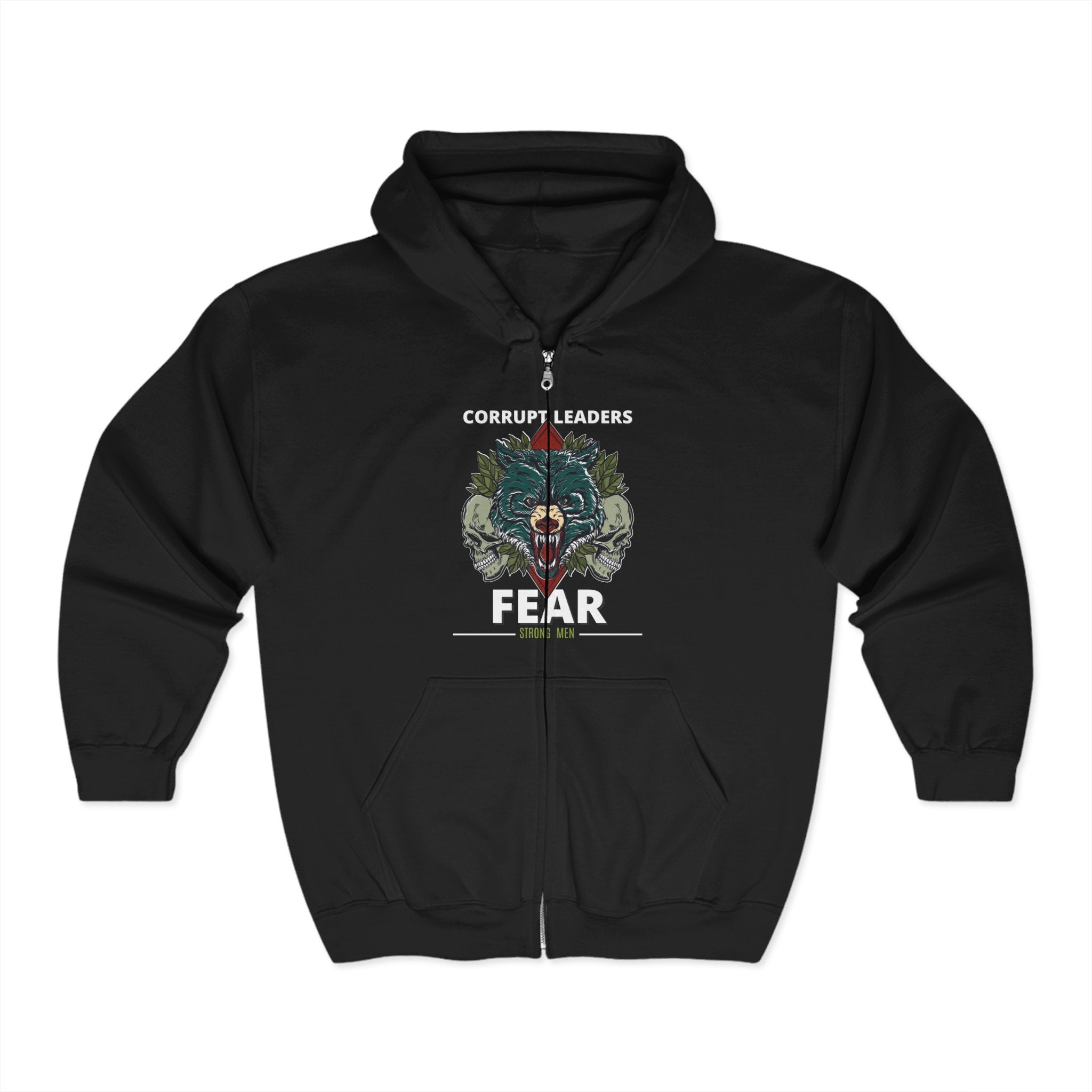 Corrupt Leaders Fear Strong Men | Men’s Zip Heavy Blend™ Hoodie | Sizes Up To 3XL