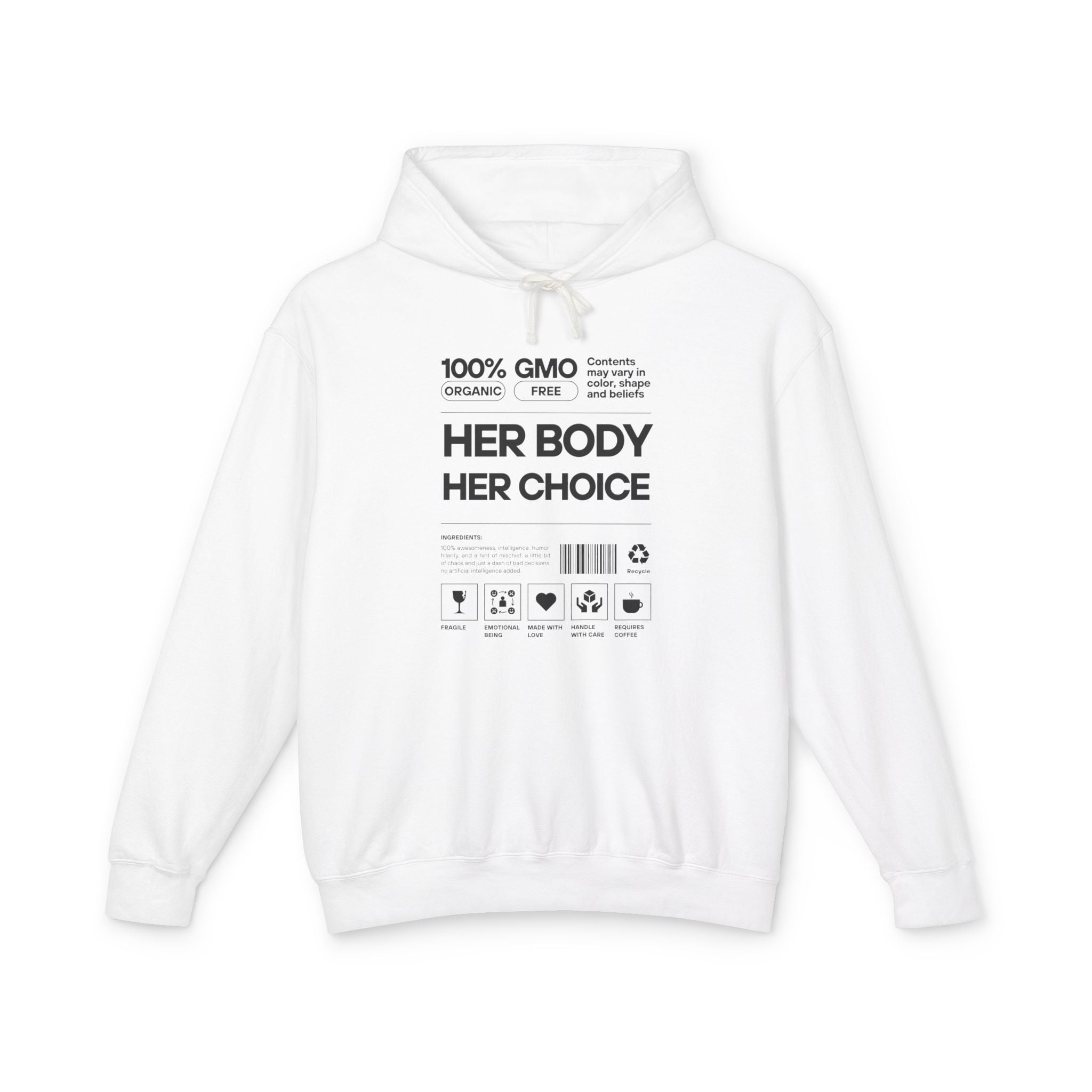 Her Body. Her Choice. | Men's 100% Cotton Hooded Sweatshirt | Sizes Up To 3XL