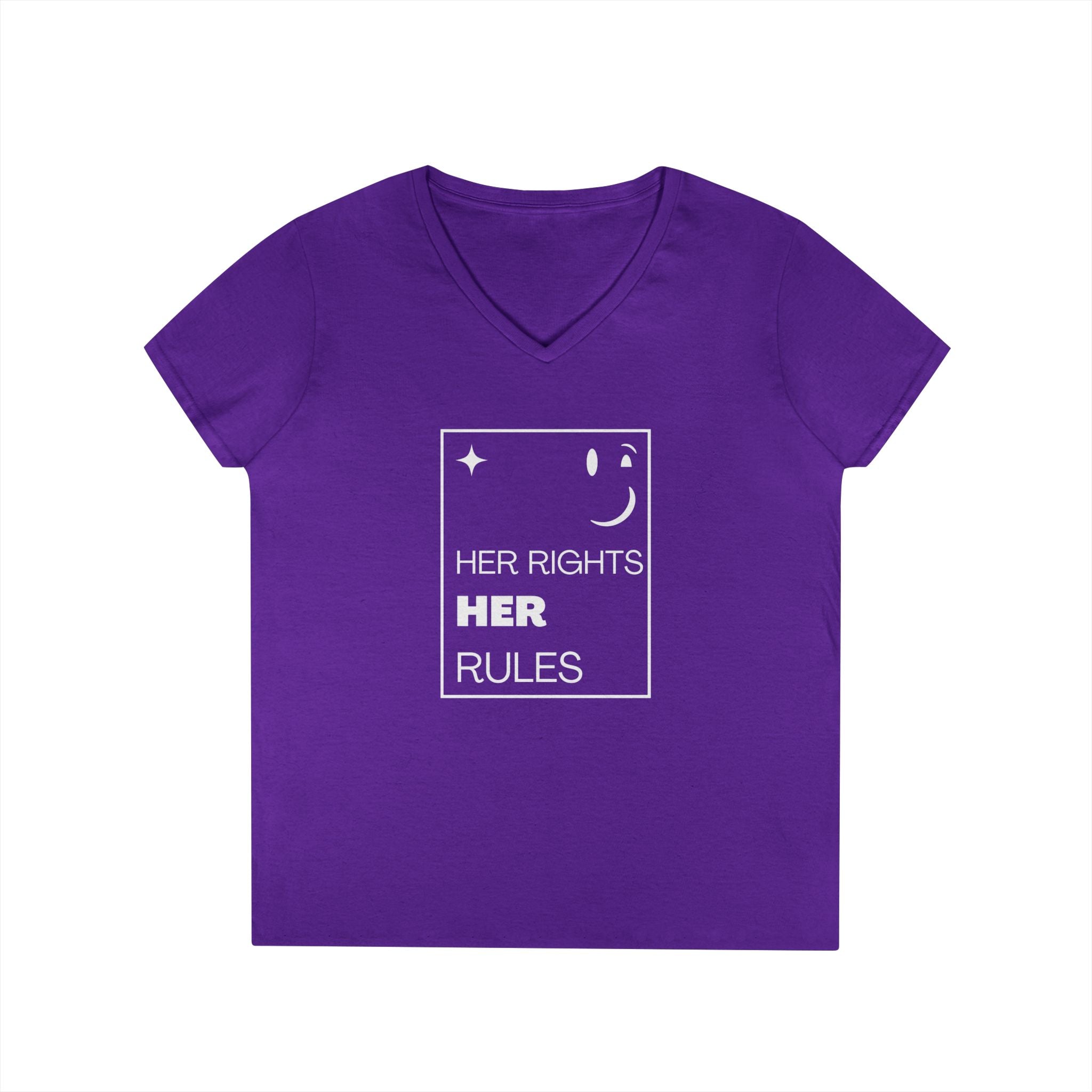 Her Rights, Her Rules | Ladies' 100% Cotton V-Neck Tee | Sizes Up To 3XL