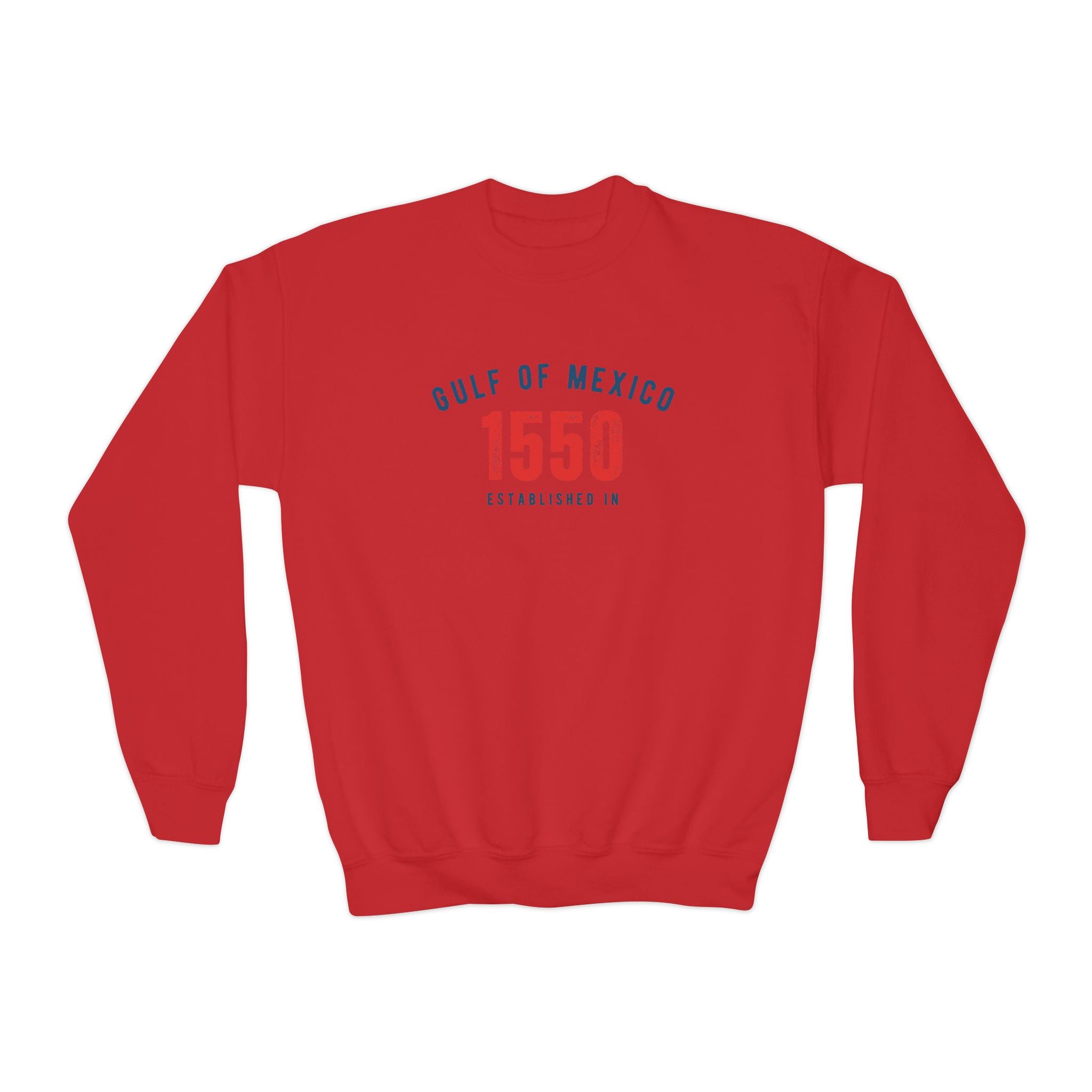Gulf of Mexico Established in 1550 | Youth Crewneck Sweatshirt | Sizes Up To XL