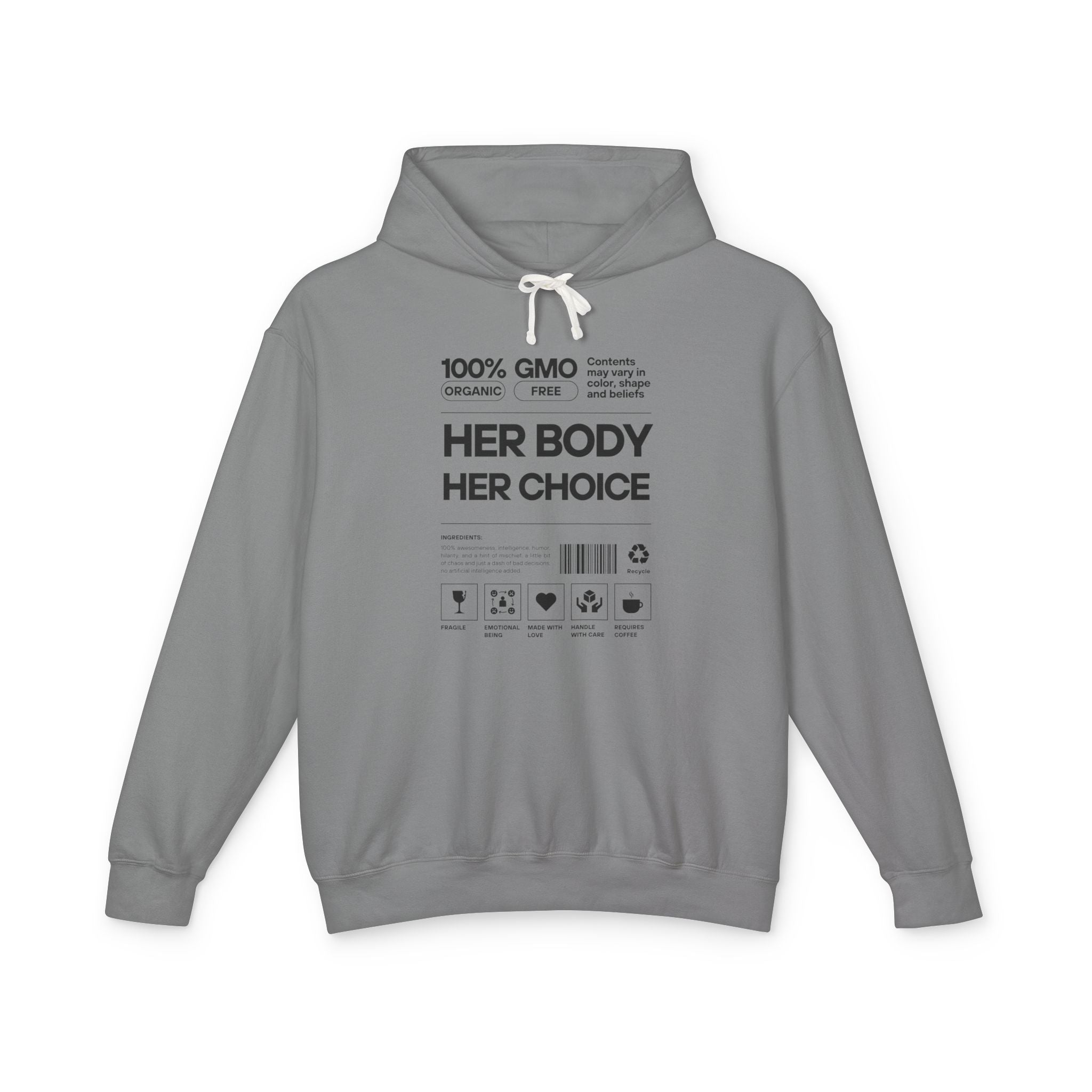 Her Body. Her Choice. | Men's 100% Cotton Hooded Sweatshirt | Sizes Up To 3XL