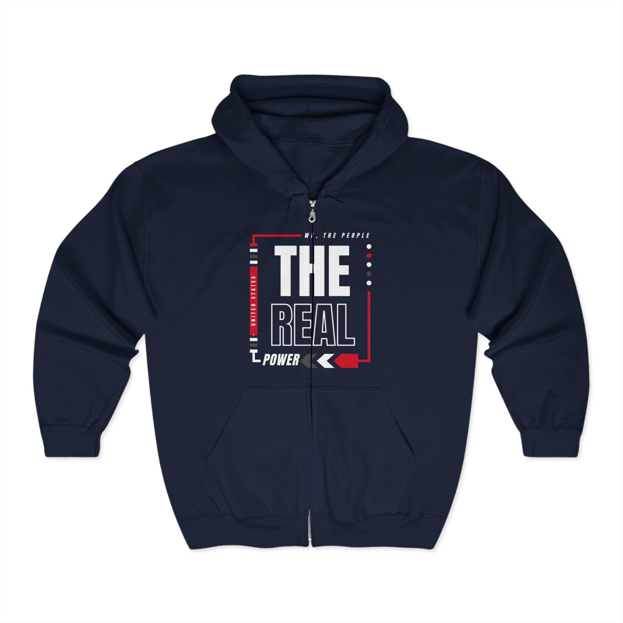 'We, The People: The Real Power' | Men's Zip Up Hoodie | Sizes Up To 3XL