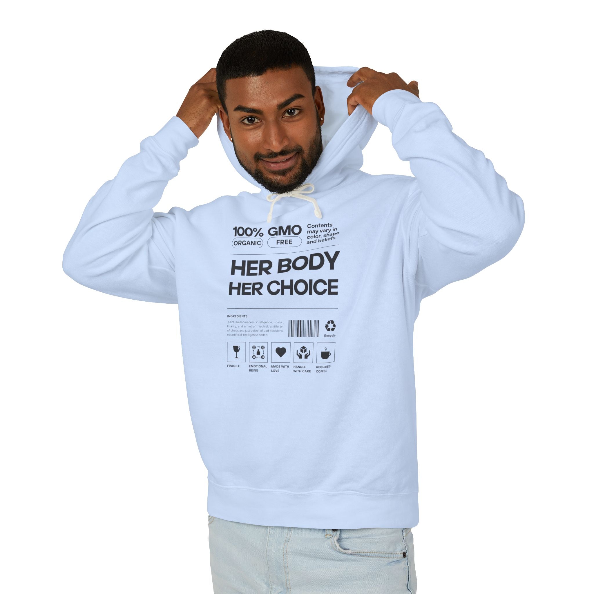 Her Body. Her Choice. | Men's 100% Cotton Hooded Sweatshirt | Sizes Up To 3XL