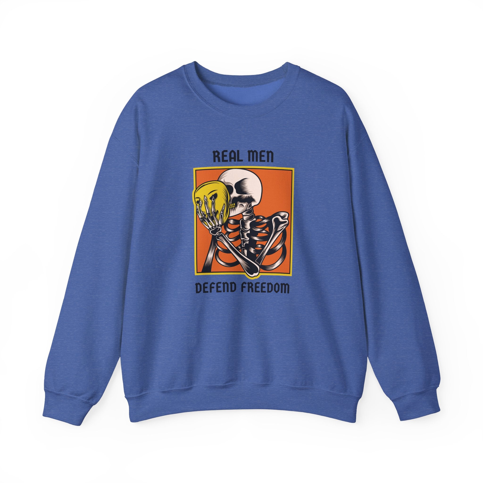 'Real Men Defend Freedom' | Men's Heavy Blend™ Crewneck Sweatshirt | Sizes Up To 5XL