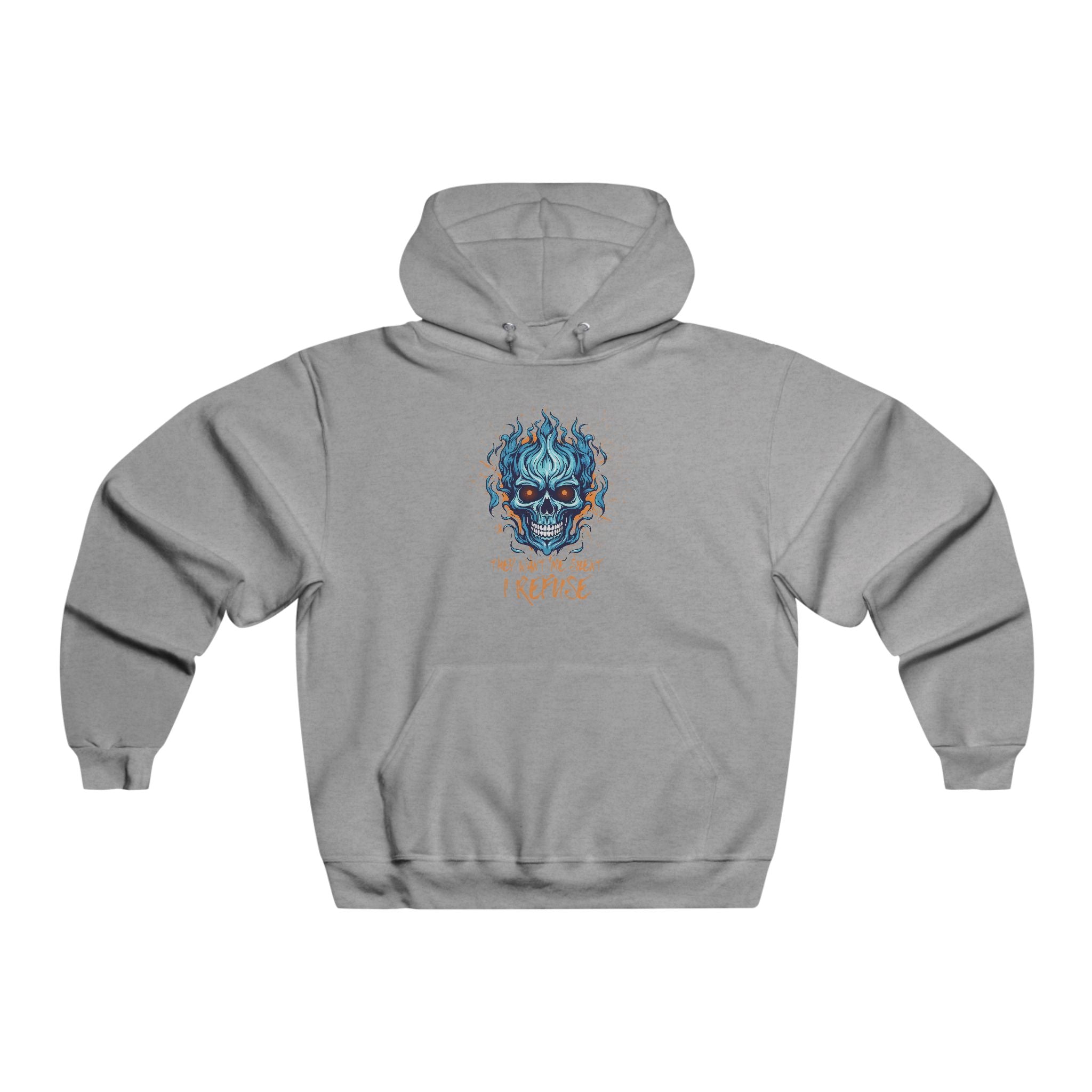 They Want Me Silent. I Refuse | Men's NUBLEND® Skull Fire Hoodie | Sizes Up To 2XL