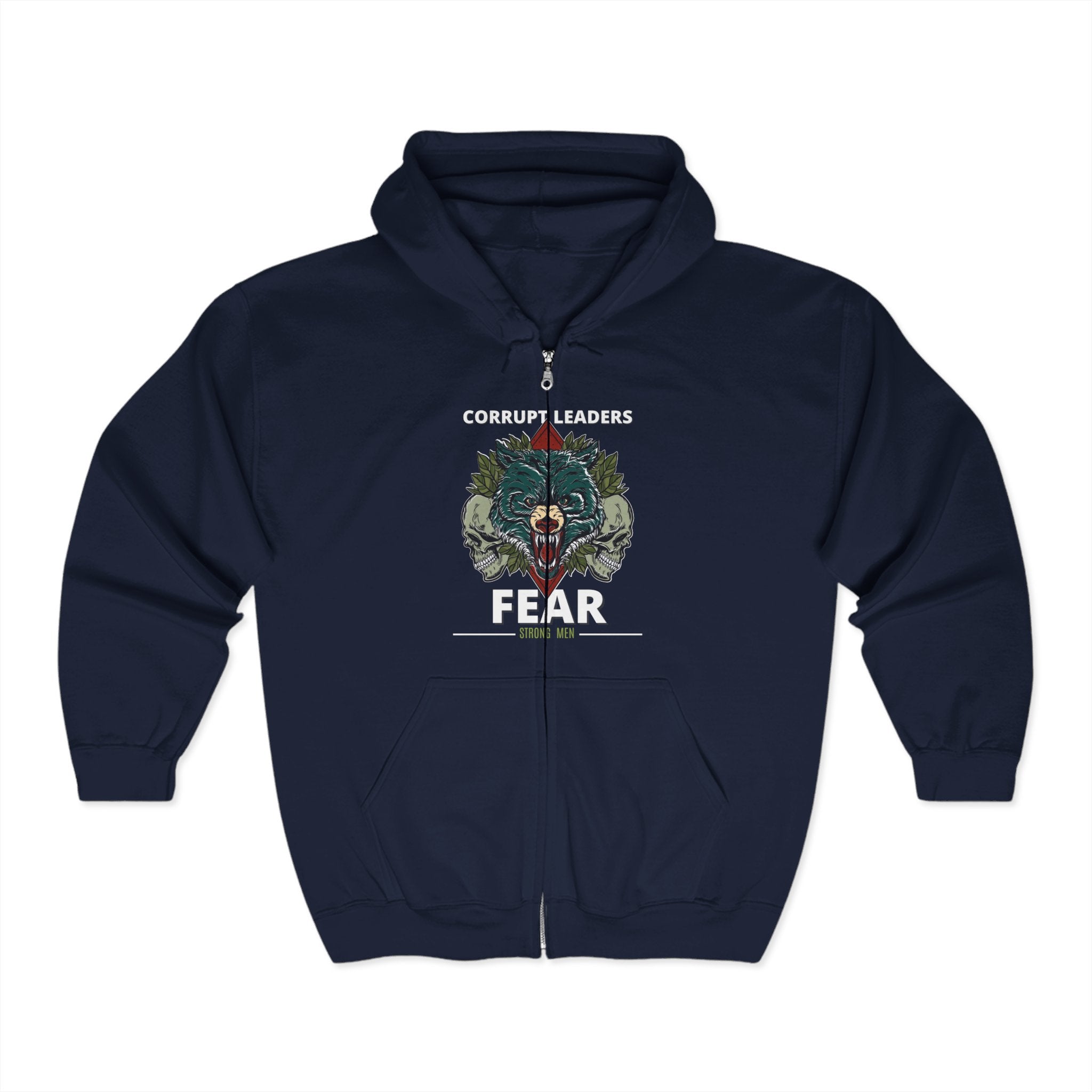 Corrupt Leaders Fear Strong Men | Men’s Zip Heavy Blend™ Hoodie | Sizes Up To 3XL