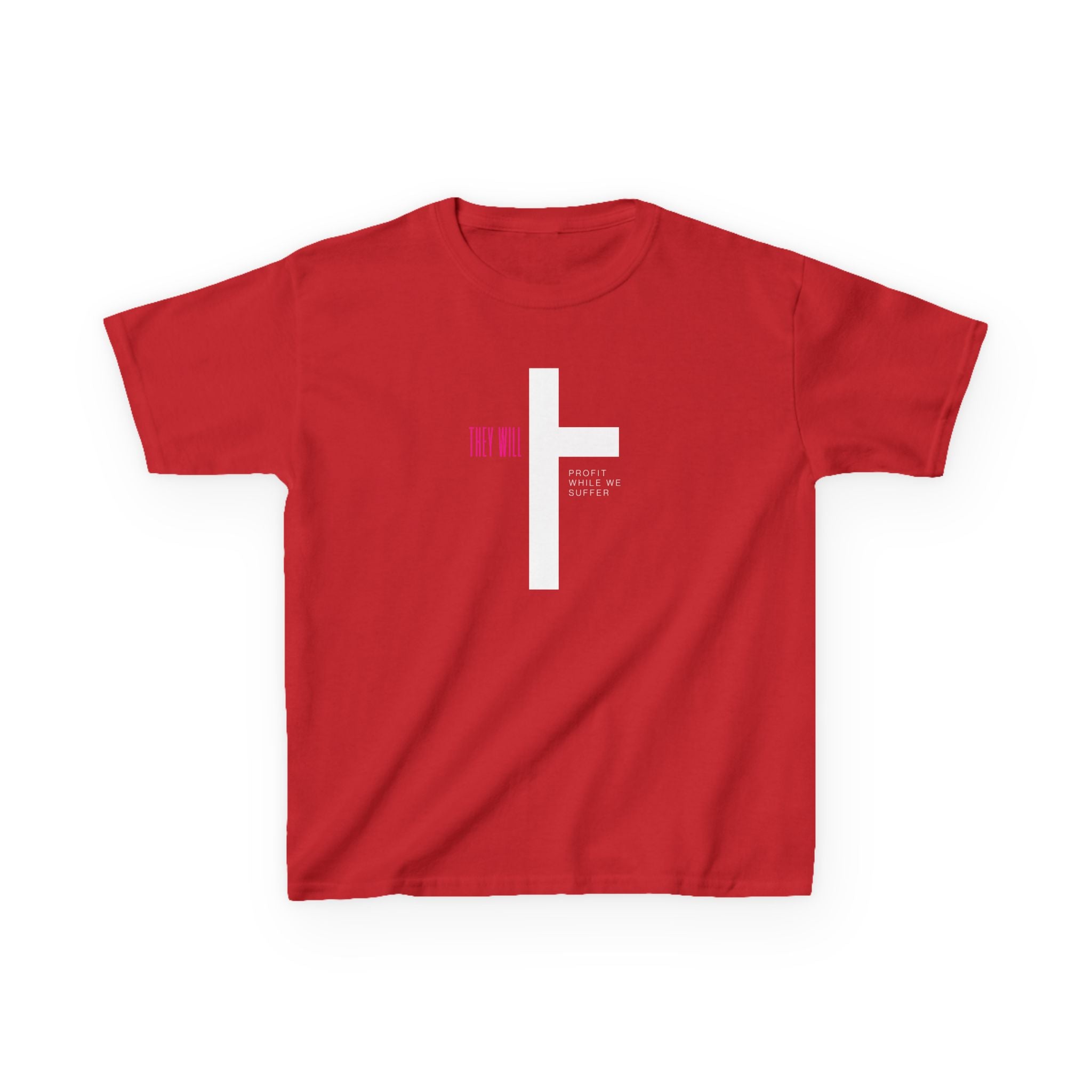 Kids' Heavy Cotton Tee | 'They Profit While We Suffer' | Our Kids Will Inspire Hope