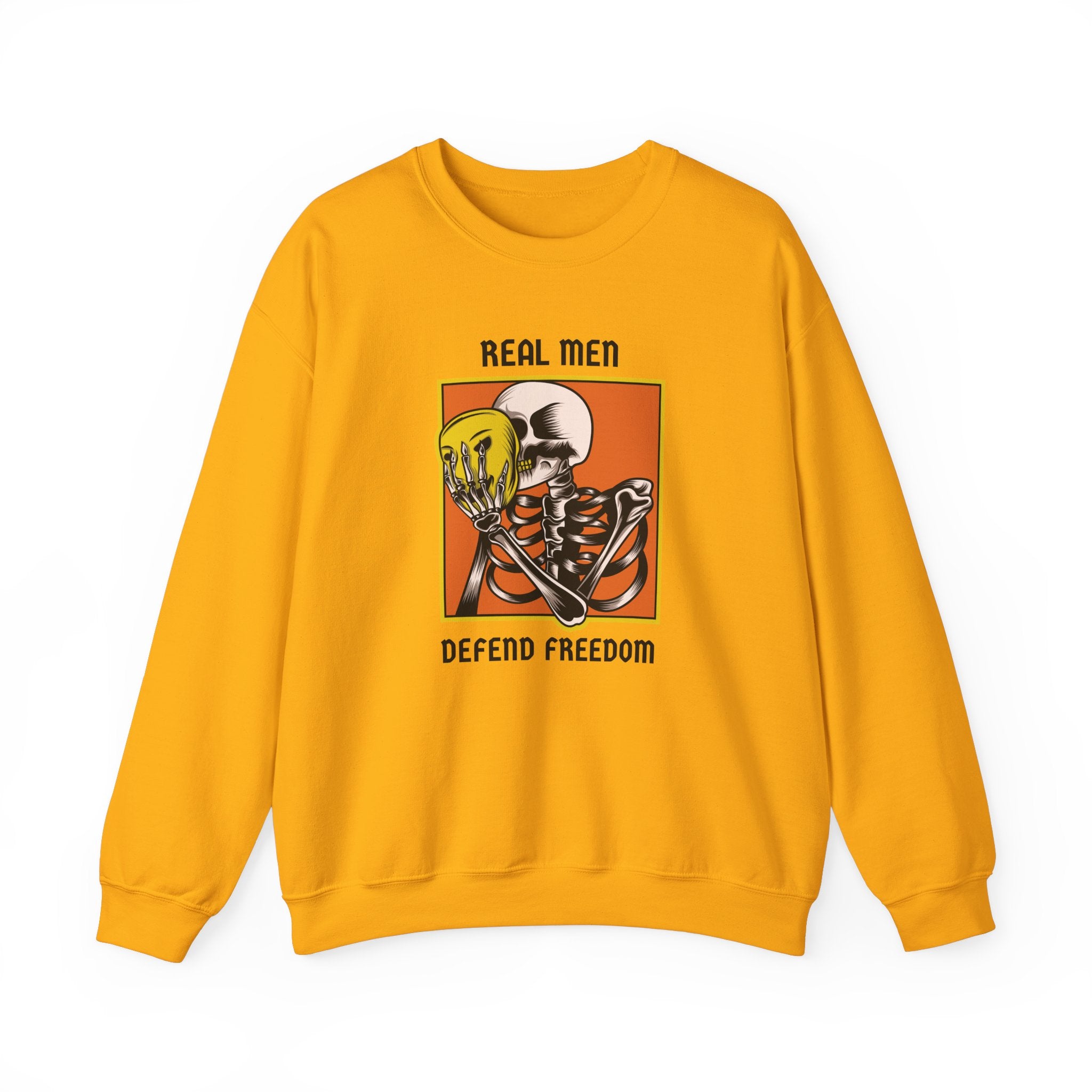 'Real Men Defend Freedom' | Men's Heavy Blend™ Crewneck Sweatshirt | Sizes Up To 5XL