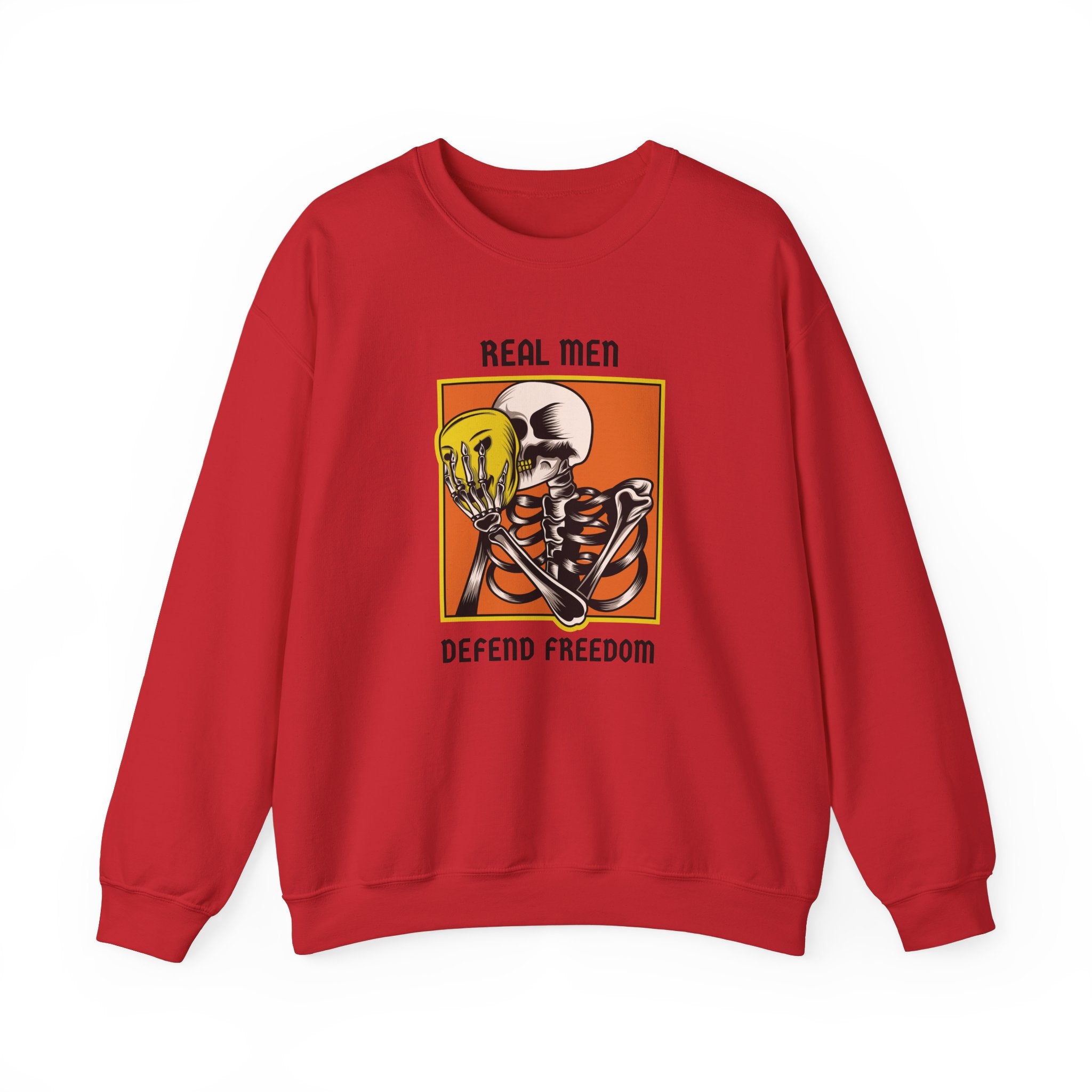'Real Men Defend Freedom' | Men's Heavy Blend™ Crewneck Sweatshirt | Sizes Up To 5XL