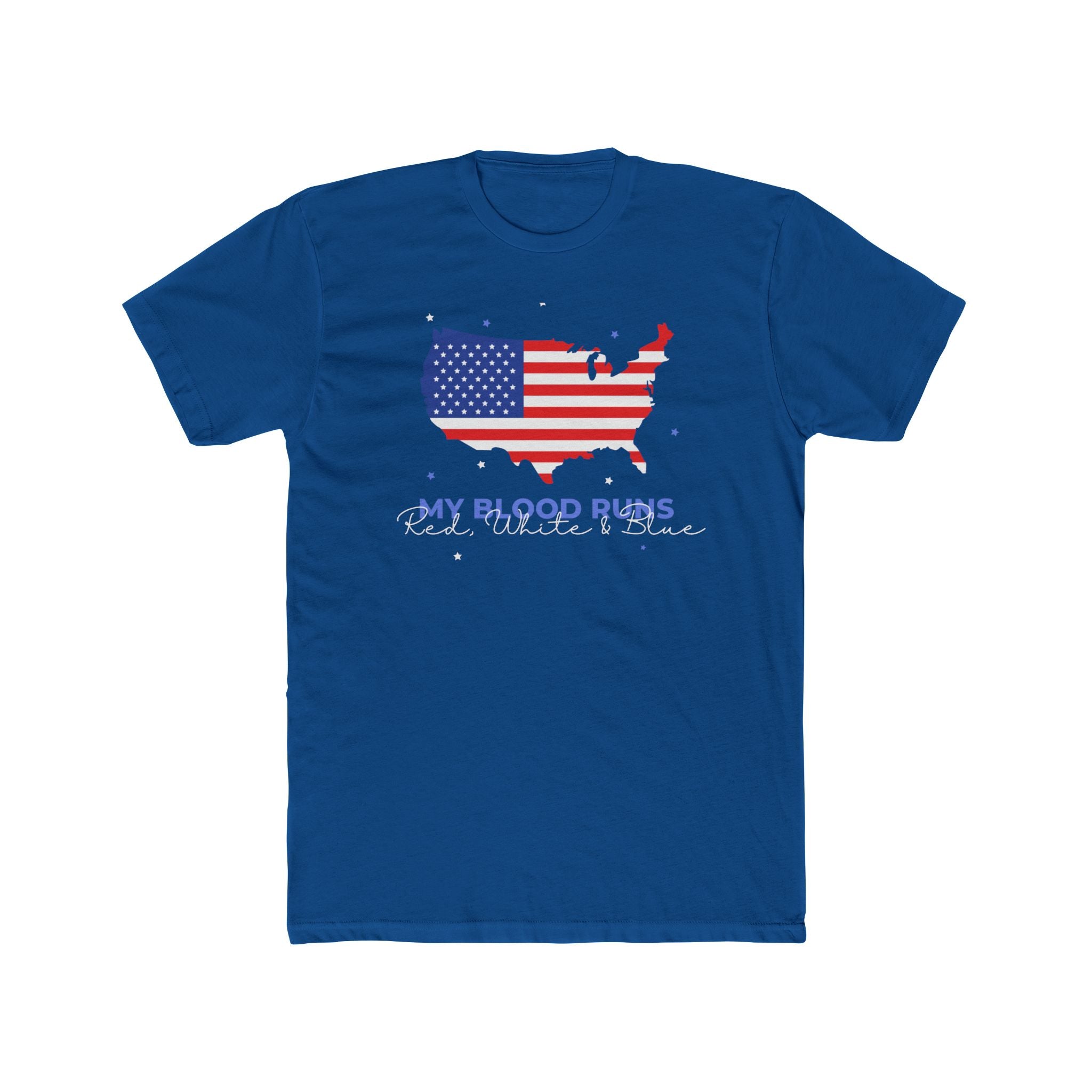 My Blood Runs Red, White & Blue | Patriotic Men's 100% Cotton Crew T-Shirt | Sizes Up To 4XL