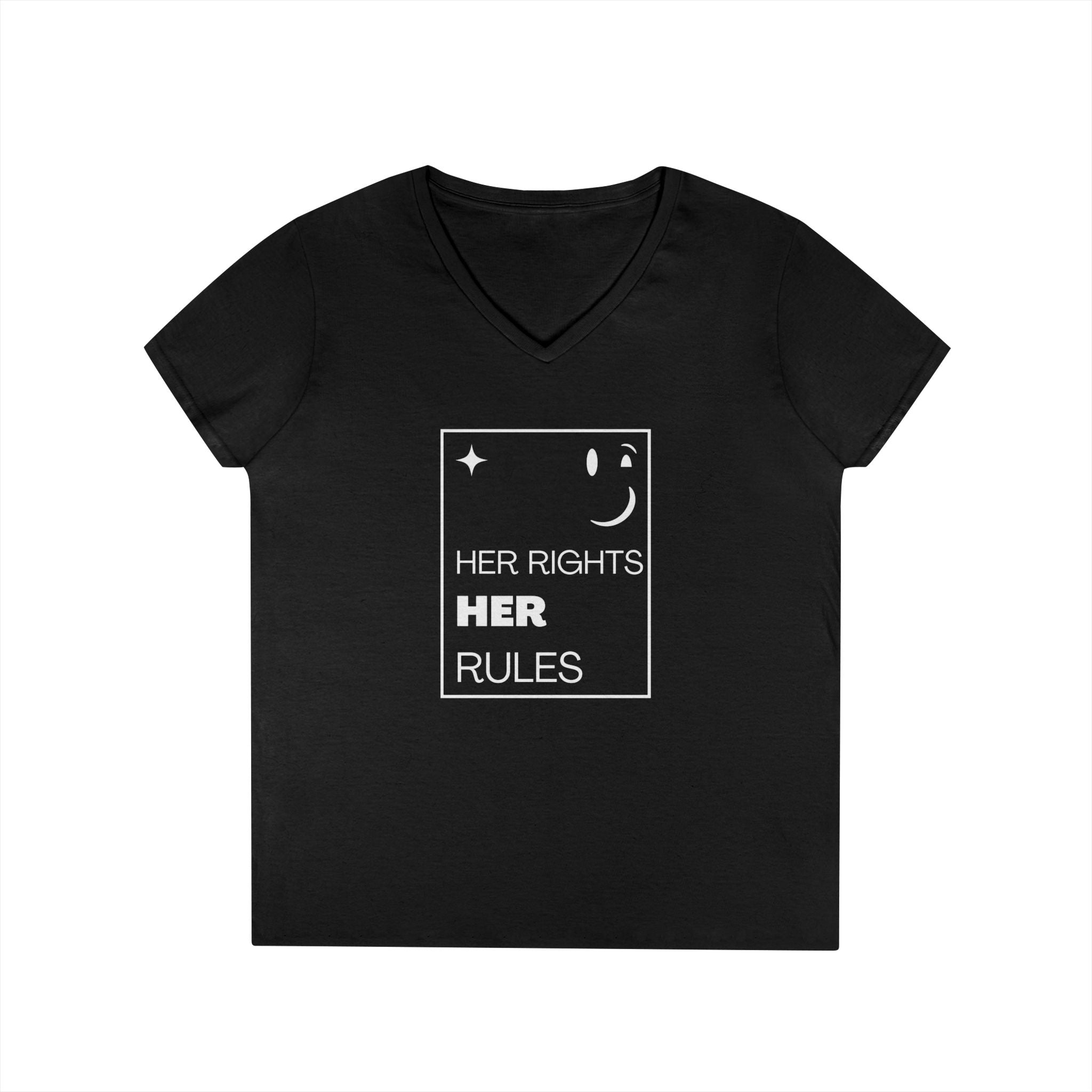 Her Rights, Her Rules | Ladies' 100% Cotton V-Neck Tee | Sizes Up To 3XL