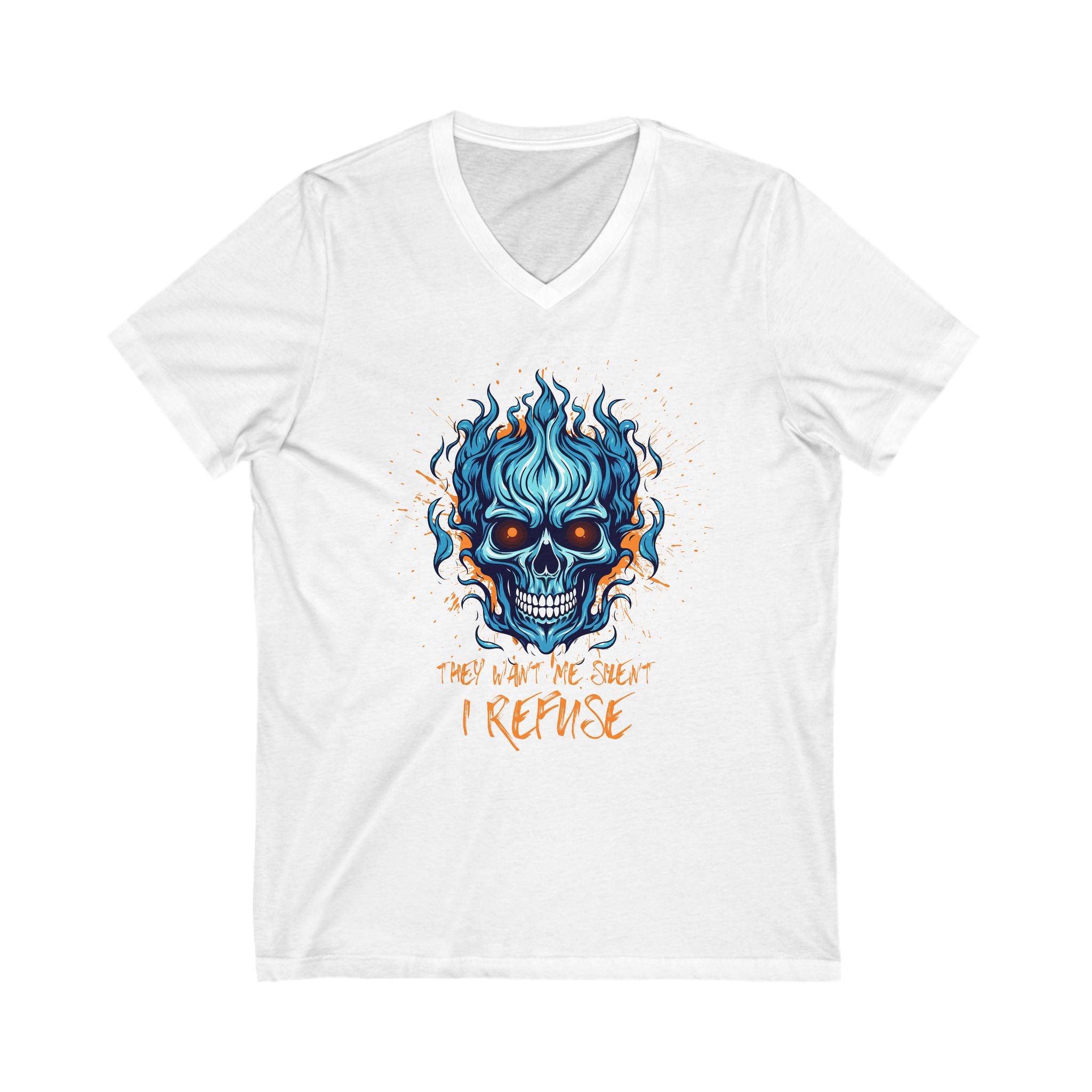 They Want Me Silent, I Refuse | Men's 100% Cotton Edgy V-Neck T-Shirt | Sizes Up To 2XL