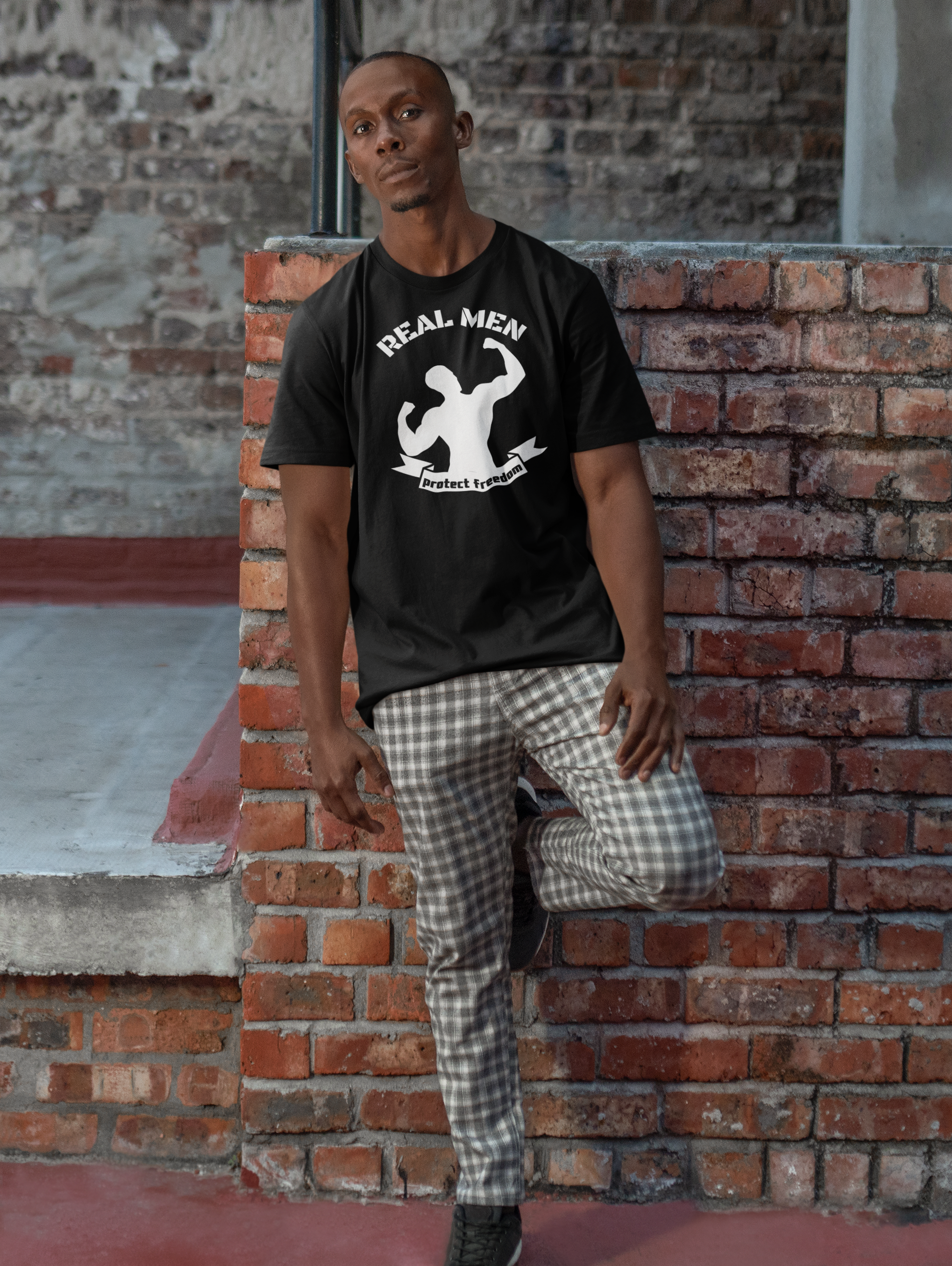 Real Men Protect Freedom | Men's Athletic T-Shirt | Sizes Up To 5XL