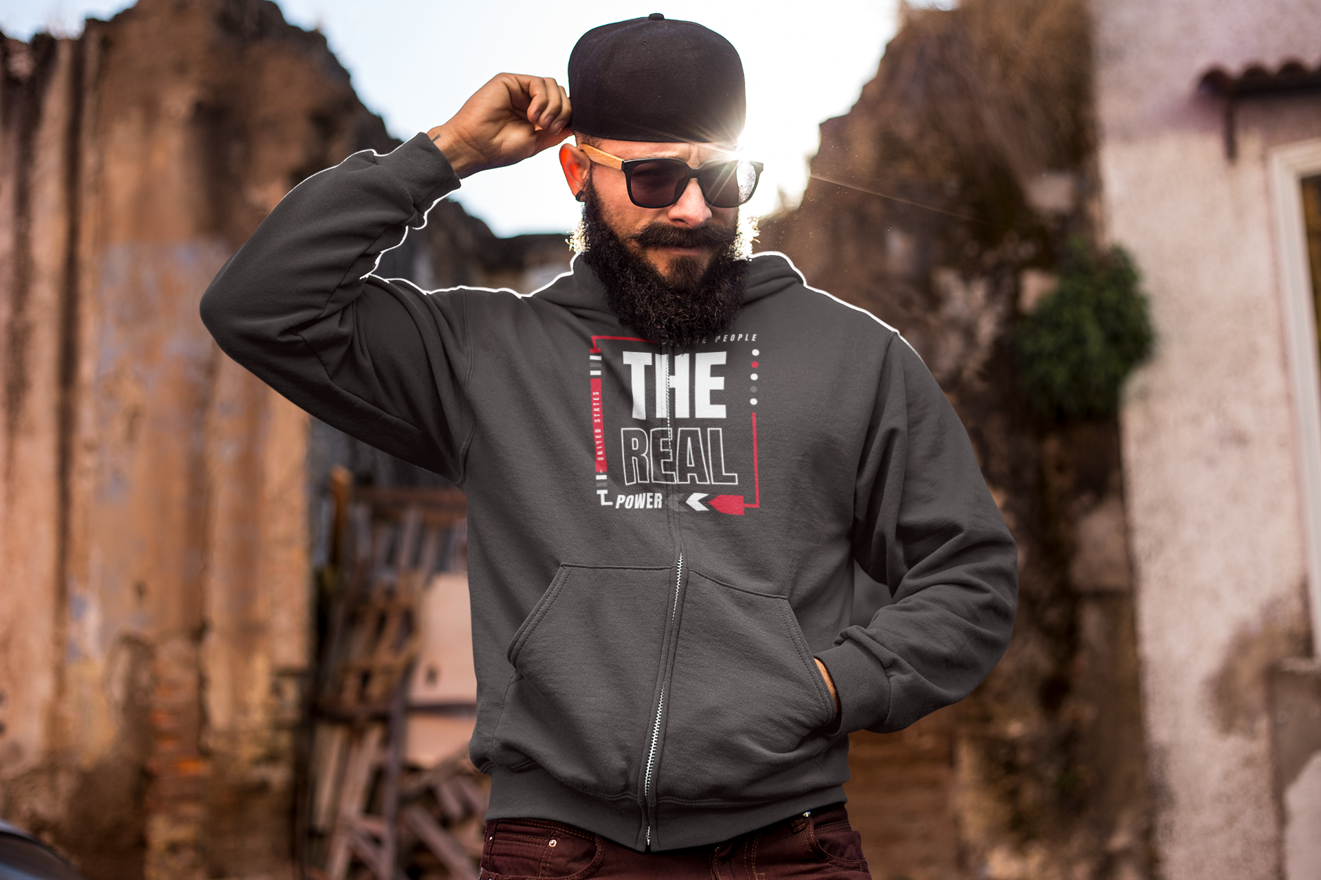 'We, The People: The Real Power' | Men's Zip Up Hoodie | Sizes Up To 3XL