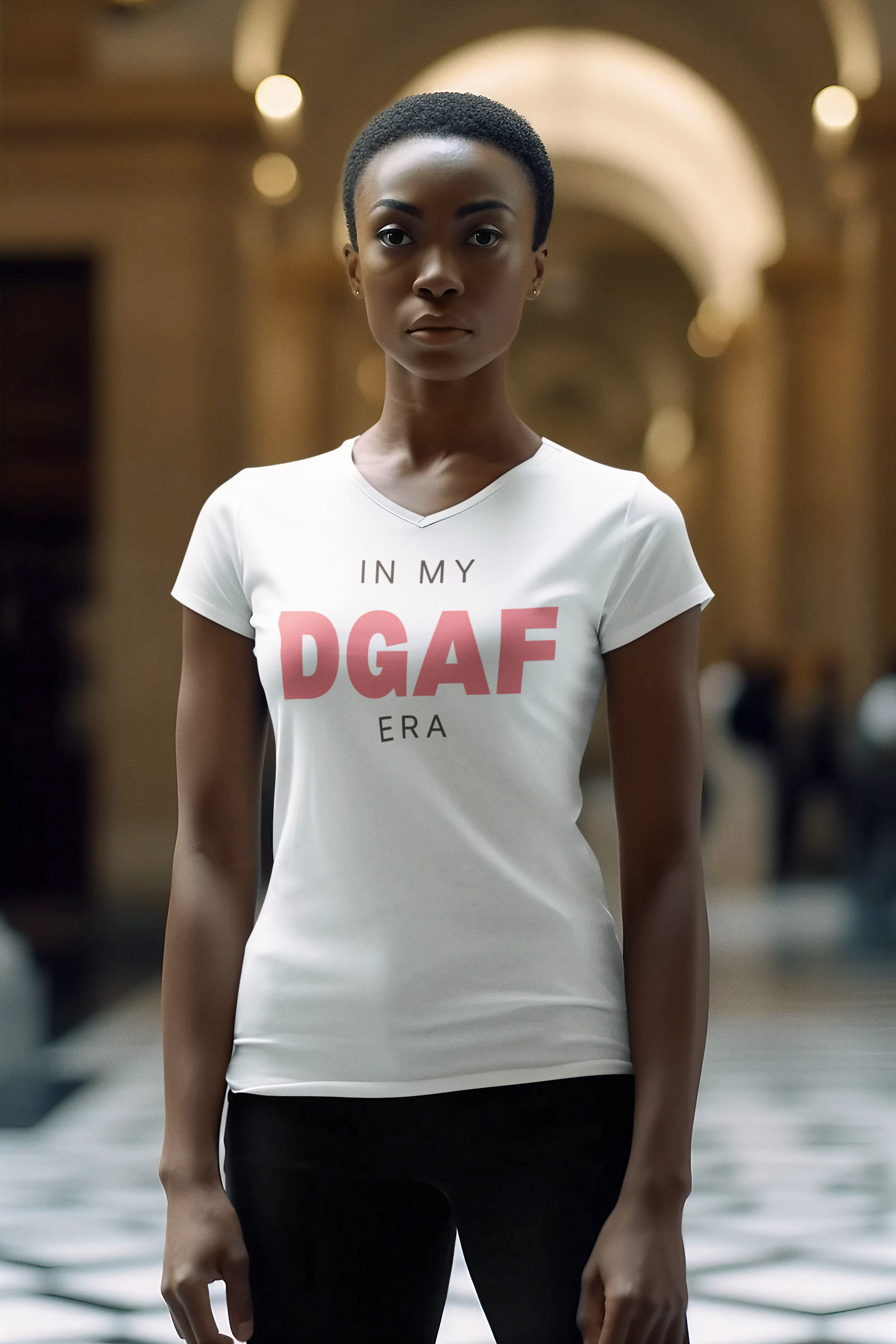 In My DGAF Era | Ladies' 100% Cotton V-Neck T-Shirt | Sizes Up To 3XL