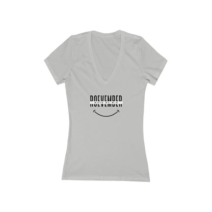 Women's Jersey Short Sleeve Deep V-Neck Tee | ROEVEMBER when we win (front) Women Unite 2024 (back) | 2 colors 5 sizes