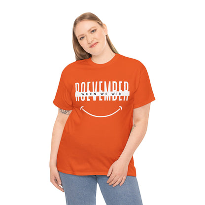 Unisex Heavy Cotton Tee | ROEVEMBER when we win (front) Women unite 2024 (back) | 11 colors, 8 sizes