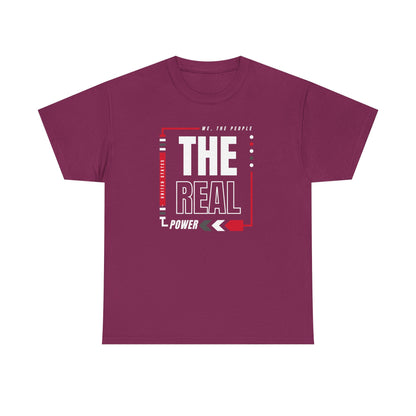 'We, The People, The Real Power' | Men's Heavy USA Cotton T-Shirt | Sizes Up To 5XL