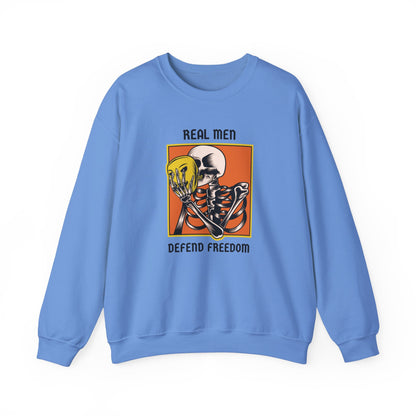 'Real Men Defend Freedom' | Men's Heavy Blend™ Crewneck Sweatshirt | Sizes Up To 5XL