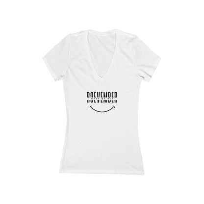 Women's Jersey Short Sleeve Deep V-Neck Tee | ROEVEMBER when we win (front) Women Unite 2024 (back) | 2 colors 5 sizes