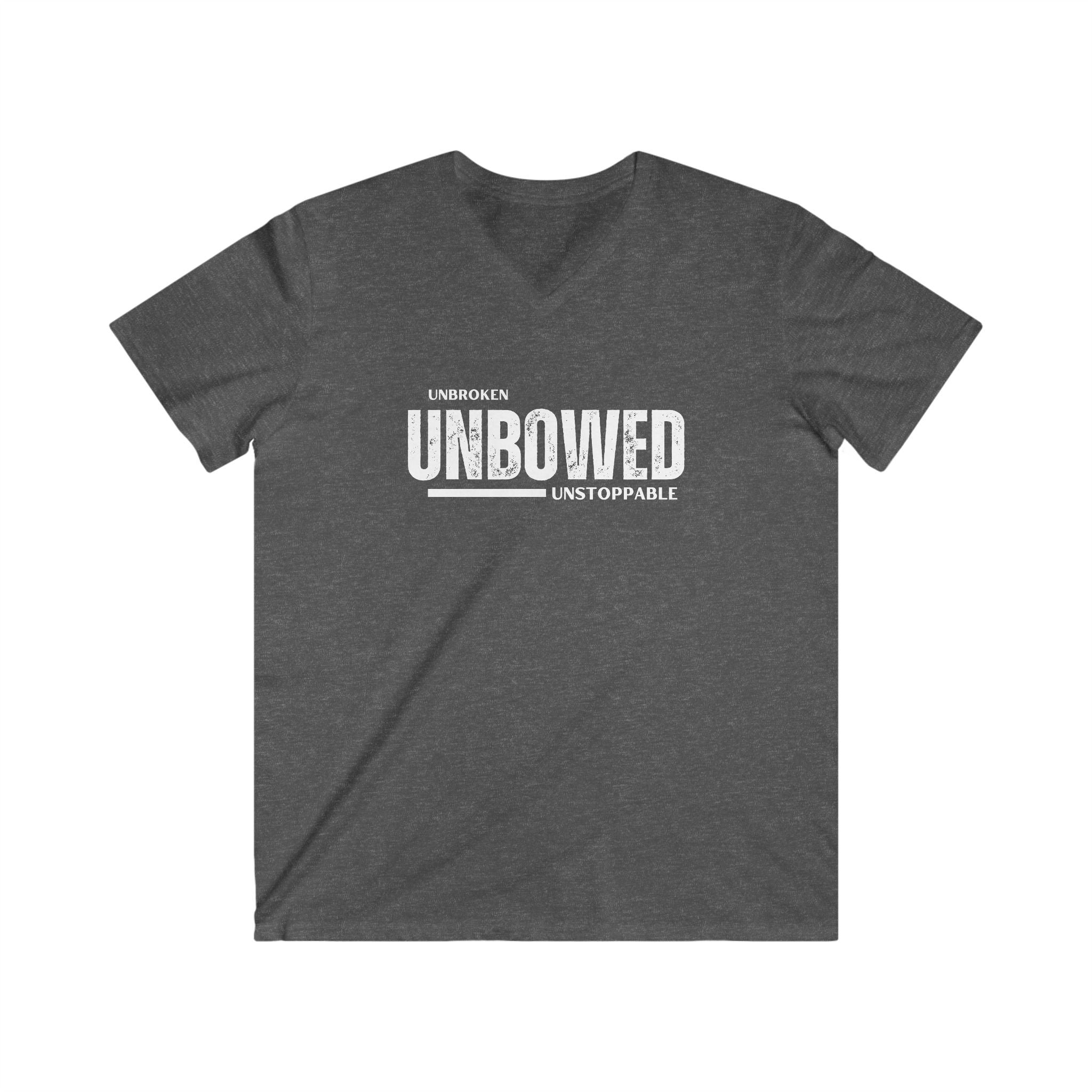 Unbroken. Unbowed. Unstoppable. | Men's 100% Cotton Fitted V-Neck T-Shirt | Sizes Up To 2XL