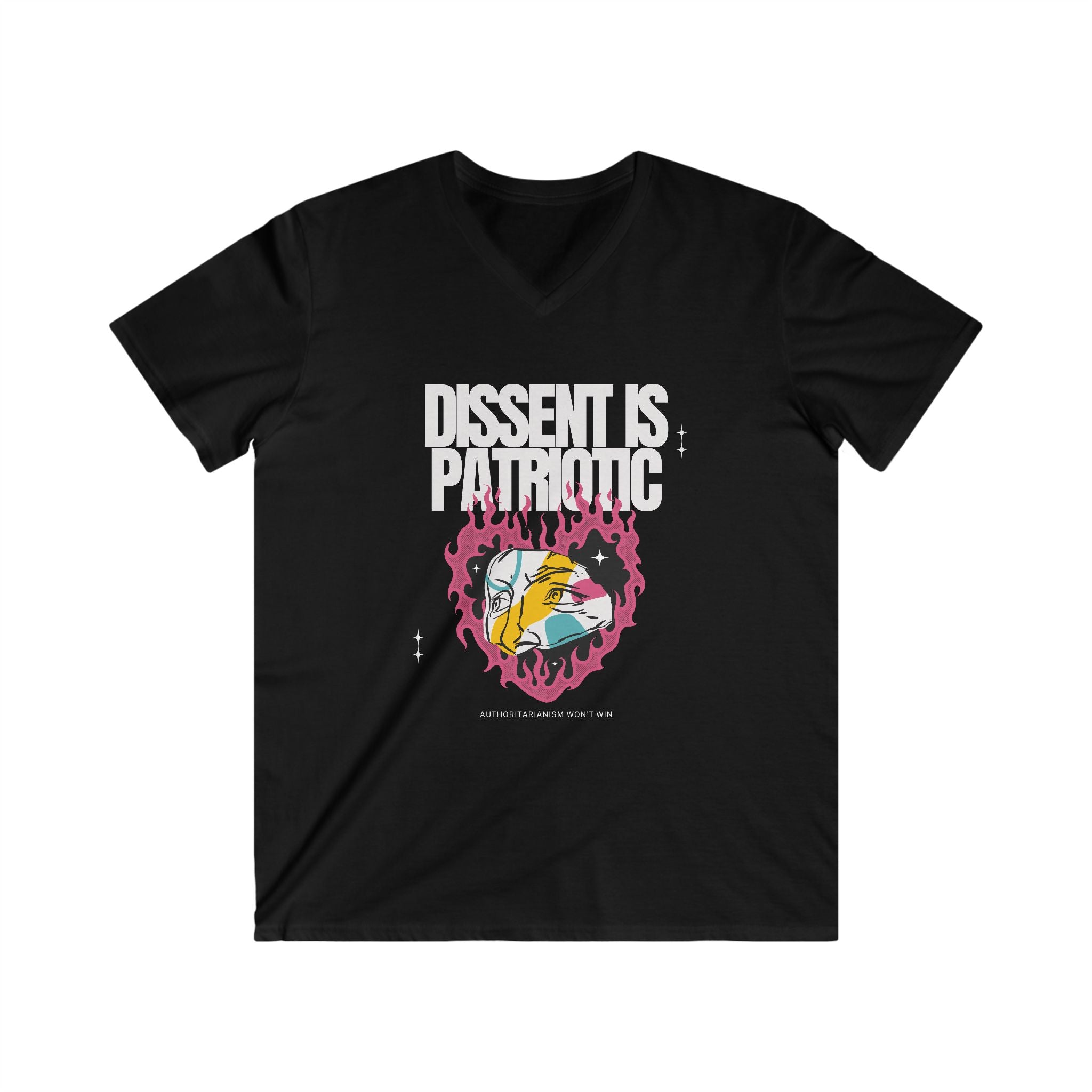 'Dissent is Patriotic' | Men's Fitted Lightweight 100% Cotton | V-Neck Short Sleeve Tee for Activists