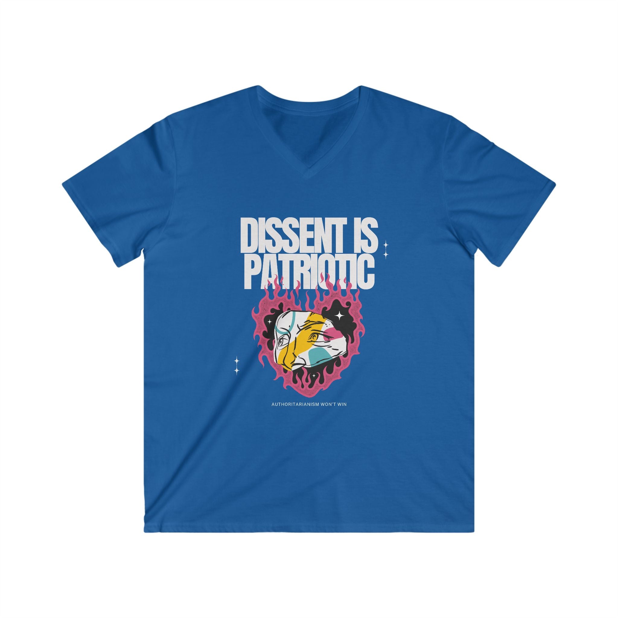 'Dissent is Patriotic' | Men's Fitted Lightweight 100% Cotton | V-Neck Short Sleeve Tee for Activists