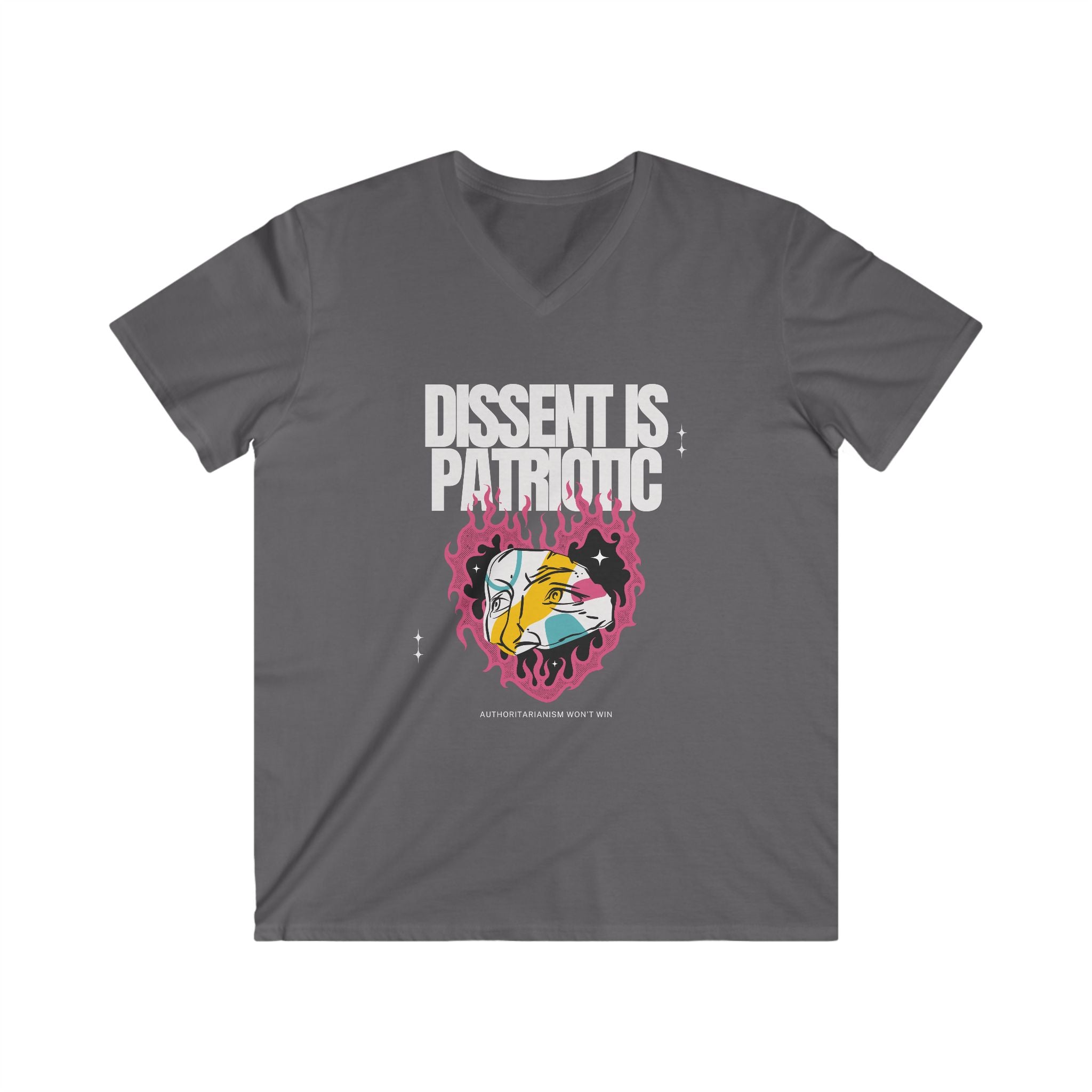 'Dissent is Patriotic' | Men's Fitted Lightweight 100% Cotton | V-Neck Short Sleeve Tee for Activists