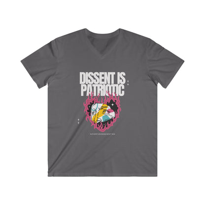 'Dissent is Patriotic' | Men's Fitted Lightweight 100% Cotton | V-Neck Short Sleeve Tee for Activists