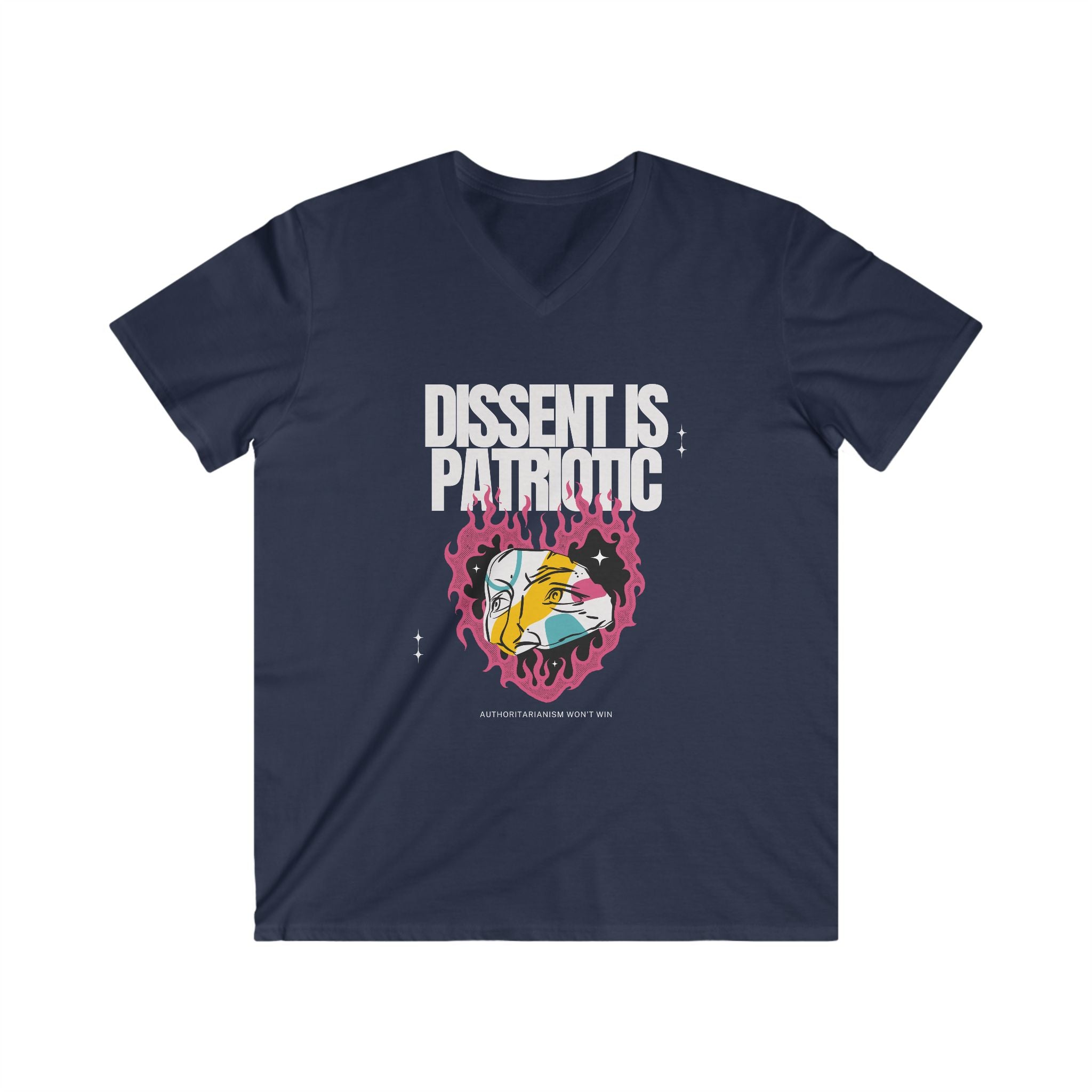 'Dissent is Patriotic' | Men's Fitted Lightweight 100% Cotton | V-Neck Short Sleeve Tee for Activists