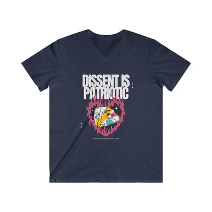 'Dissent is Patriotic' | Men's Fitted Lightweight 100% Cotton | V-Neck Short Sleeve Tee for Activists